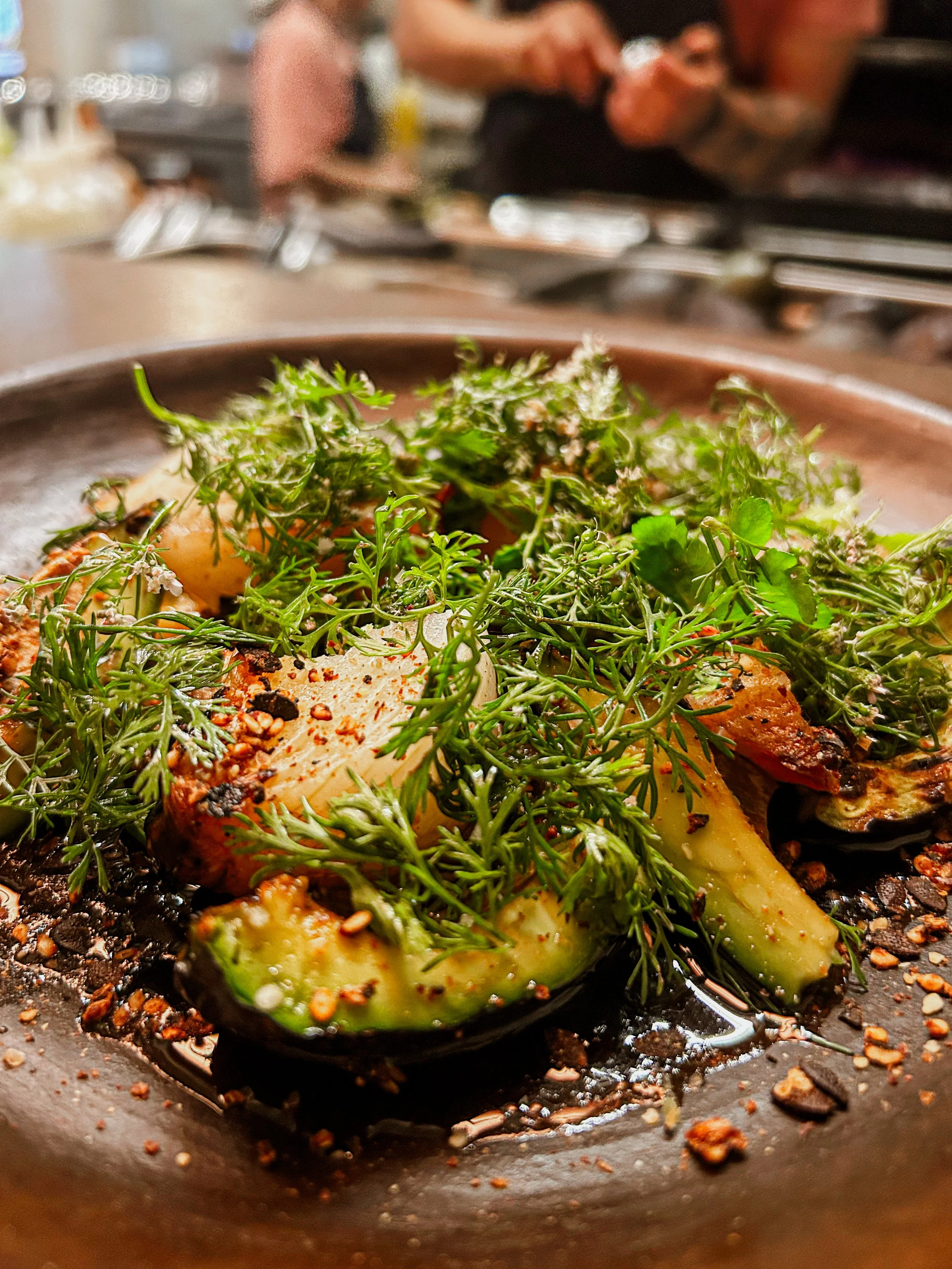Grilled Avocados at Green-Michelin Star Baldio in Mexico City