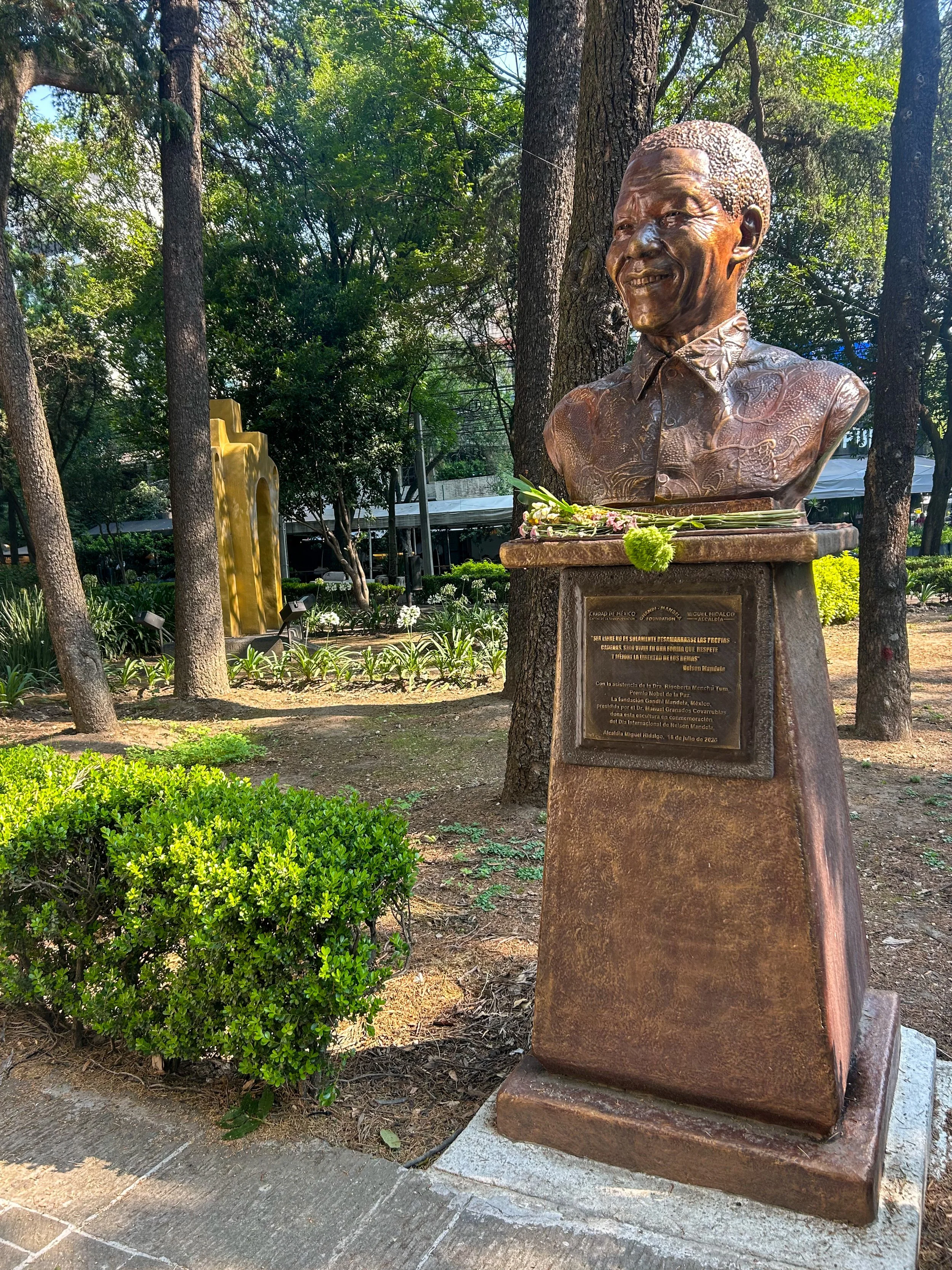 Bust of Nelson Mandela at the Nelson Mandela Cultural Center in Mexico City
