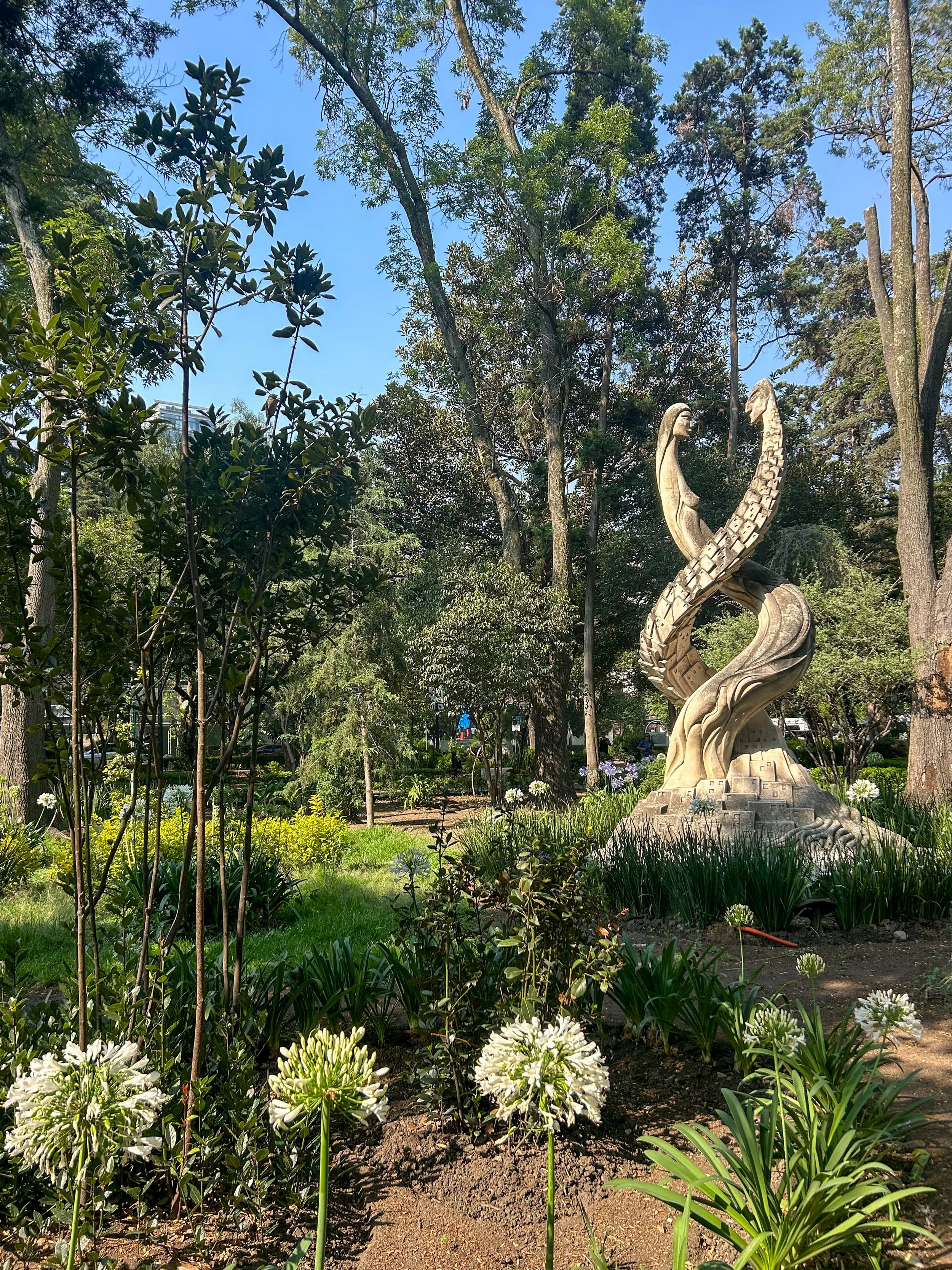 Statue in the Nelson Mandela Cultural Center Park in Mexico City