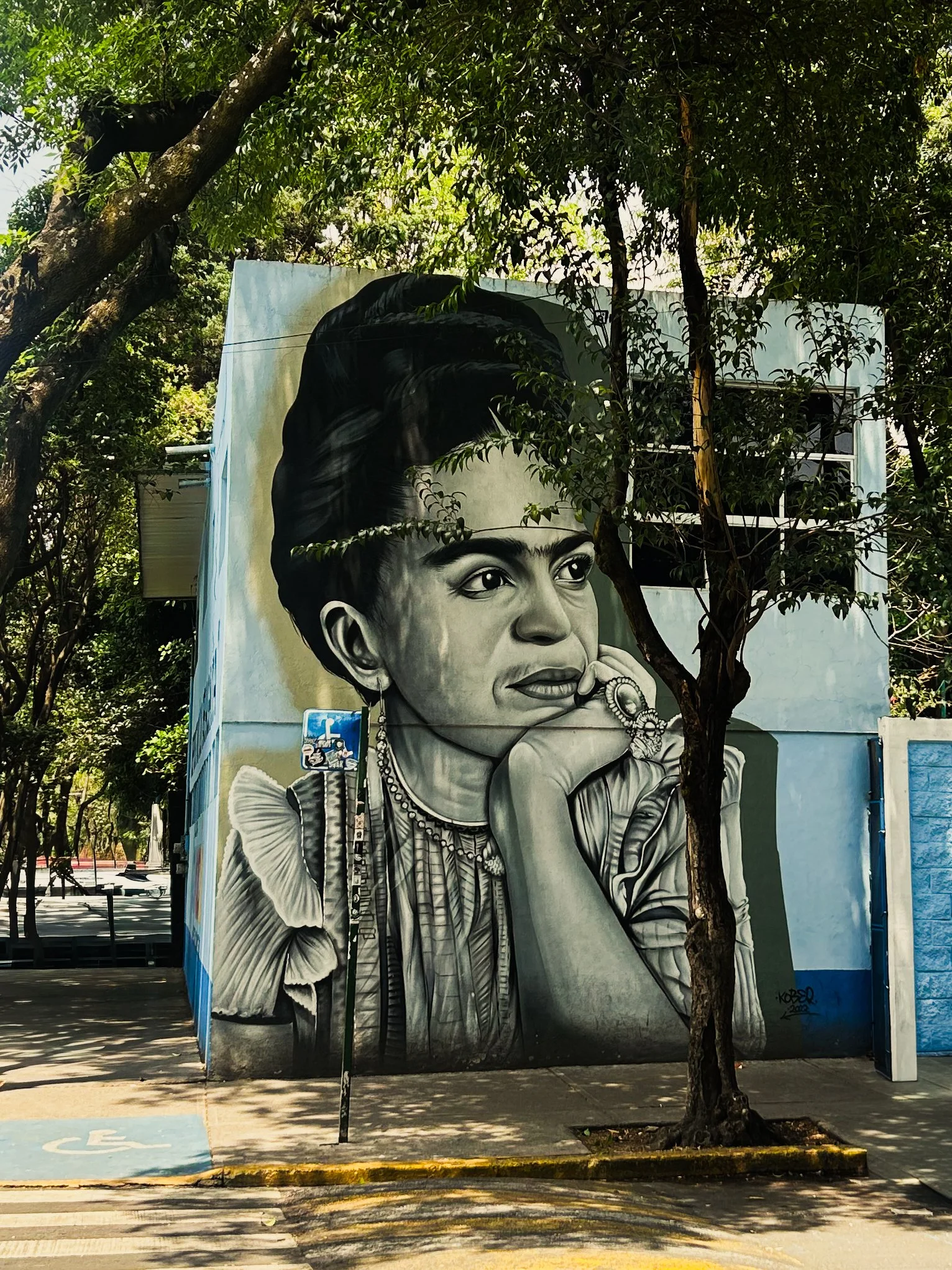 Mural of Frida Kahlo in Mexico City's Coyoacán neighborhood