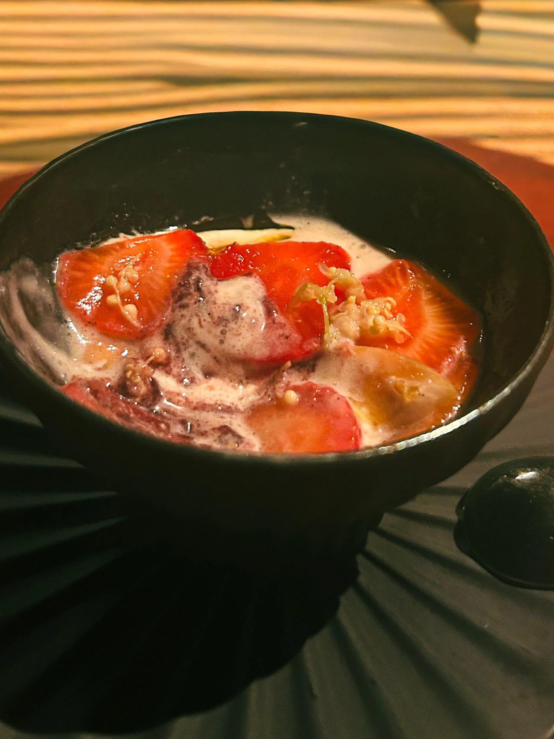 Strawberry and Olive Dessert at Noa Chef's Hall in Tallinn, Estonia