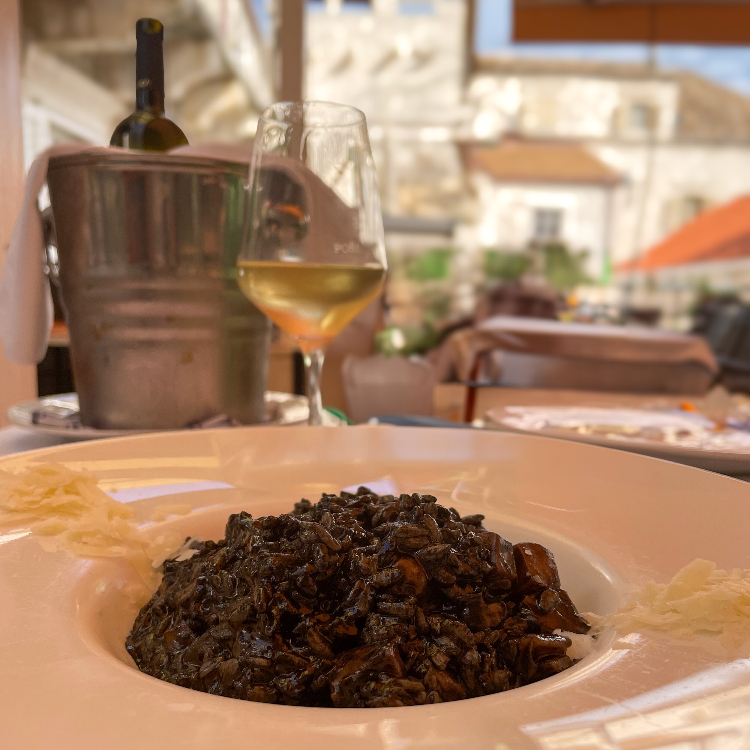 Black Squid Ink Risotto in Korcula, Croata