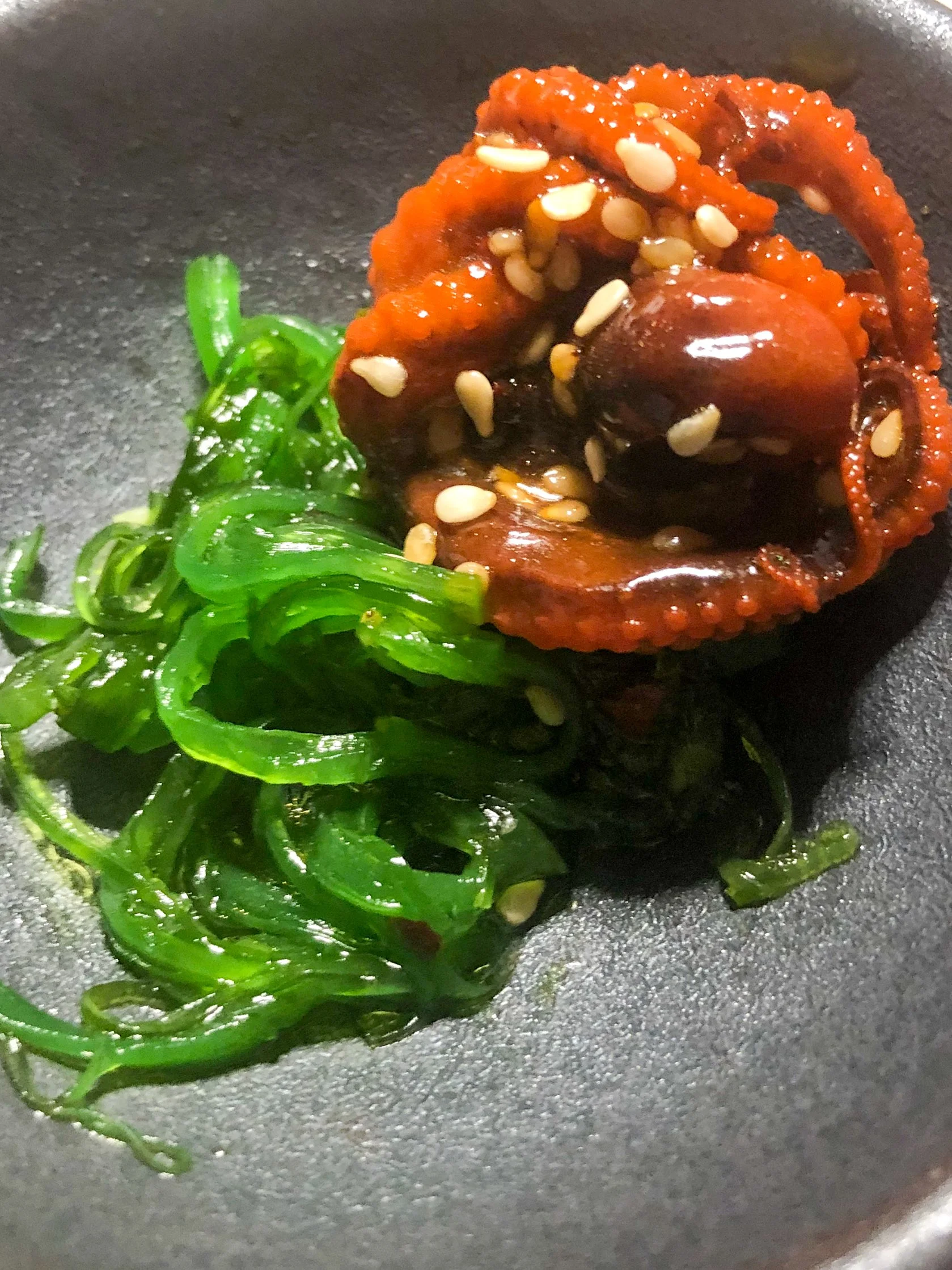 Baby Octopus and Seaweed Salad in the Maldives