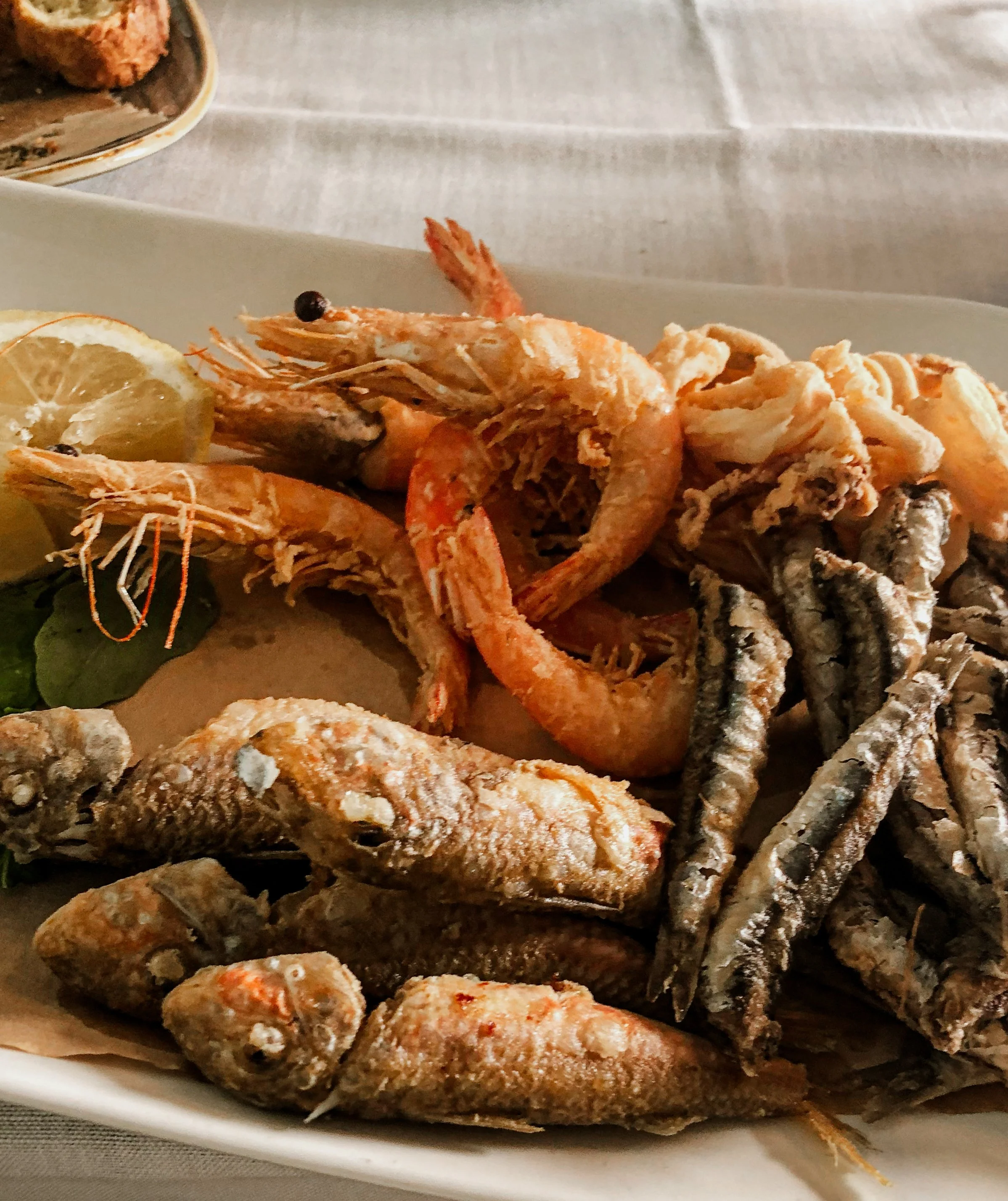 fried seafood platter on Amalfi Coast