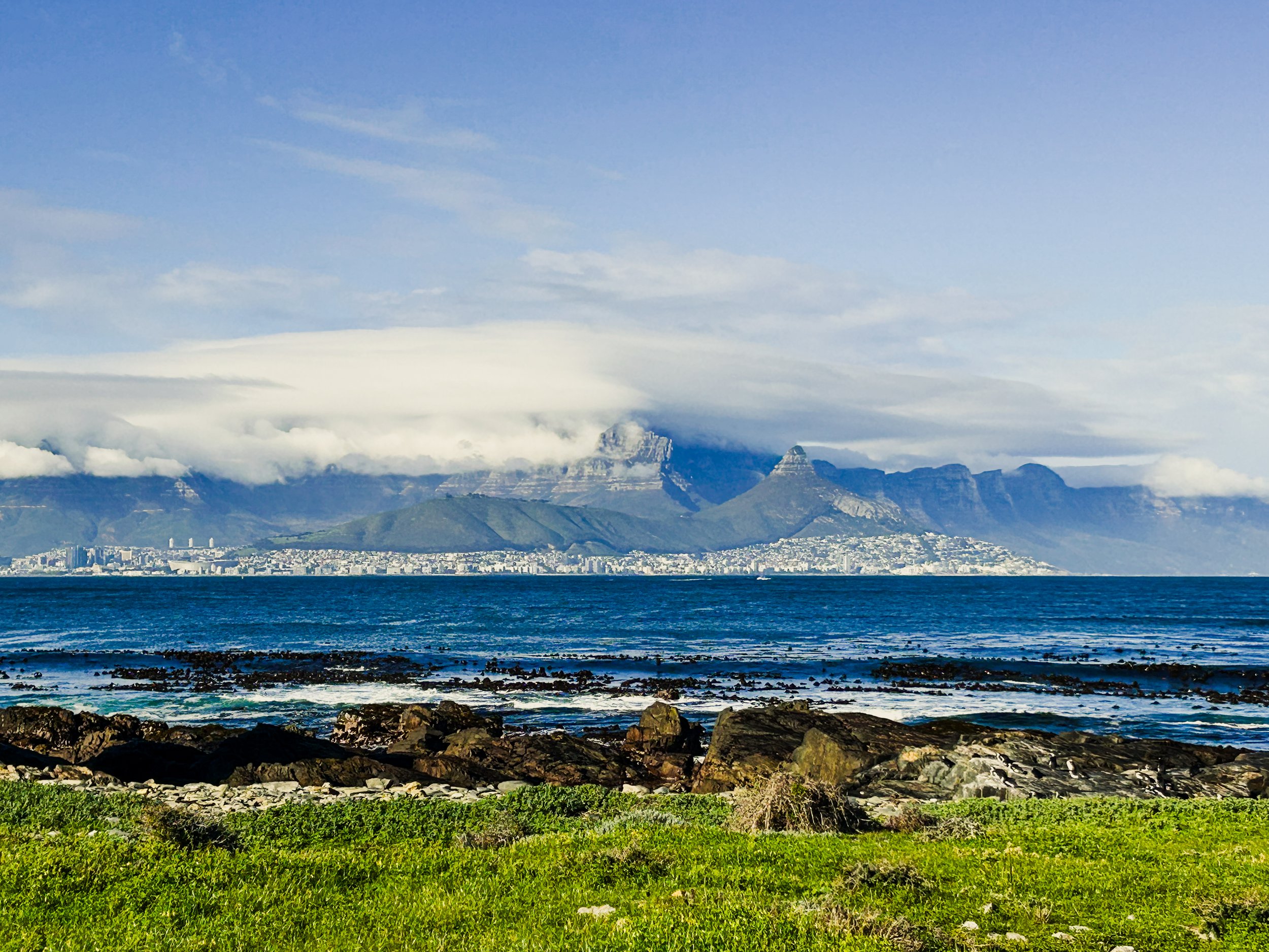 looking out to Cape Town from Robben Island in South Africa