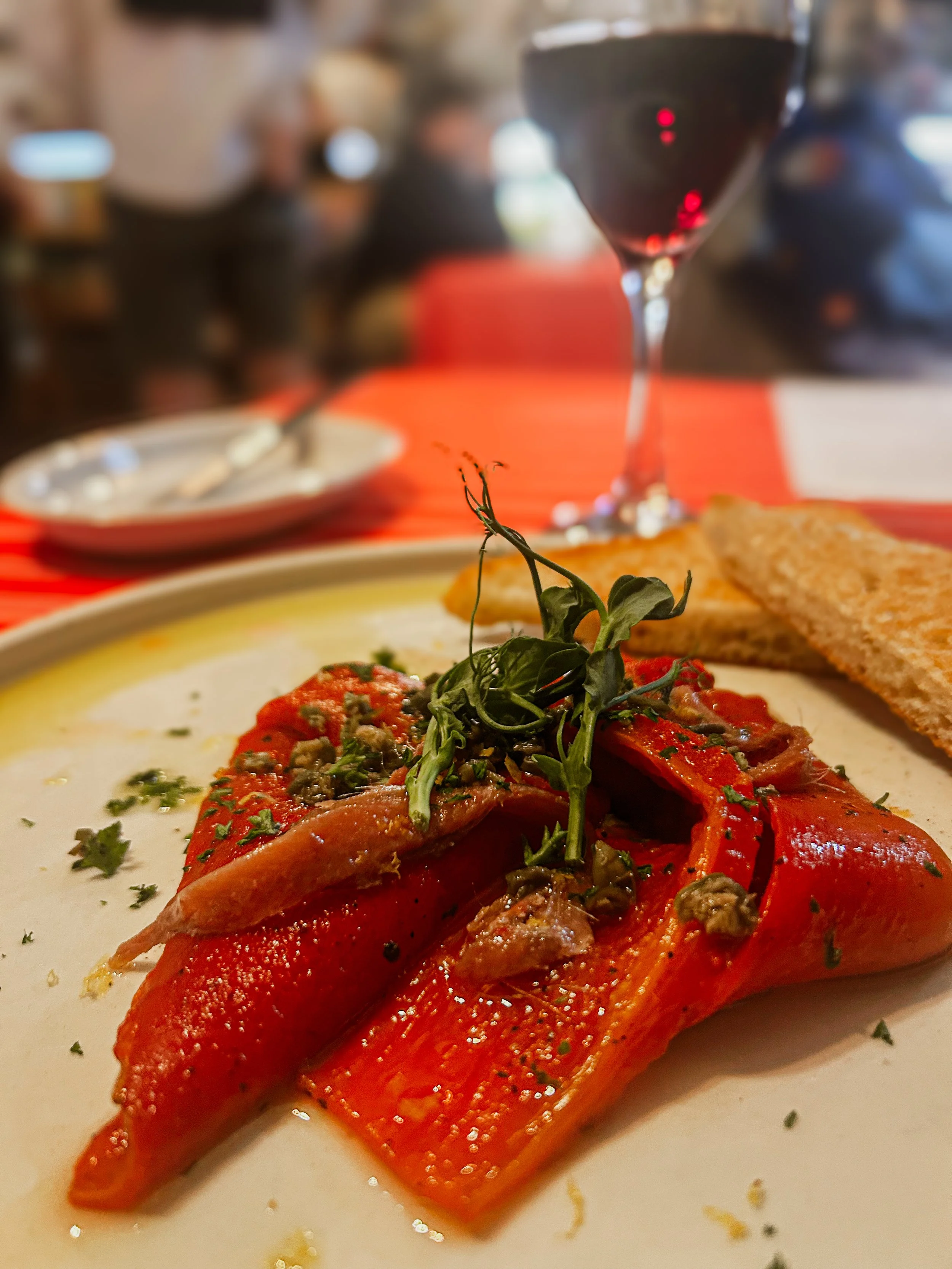 Peppers and Anchovies at Dal Italia in Hermanus, South Africa
