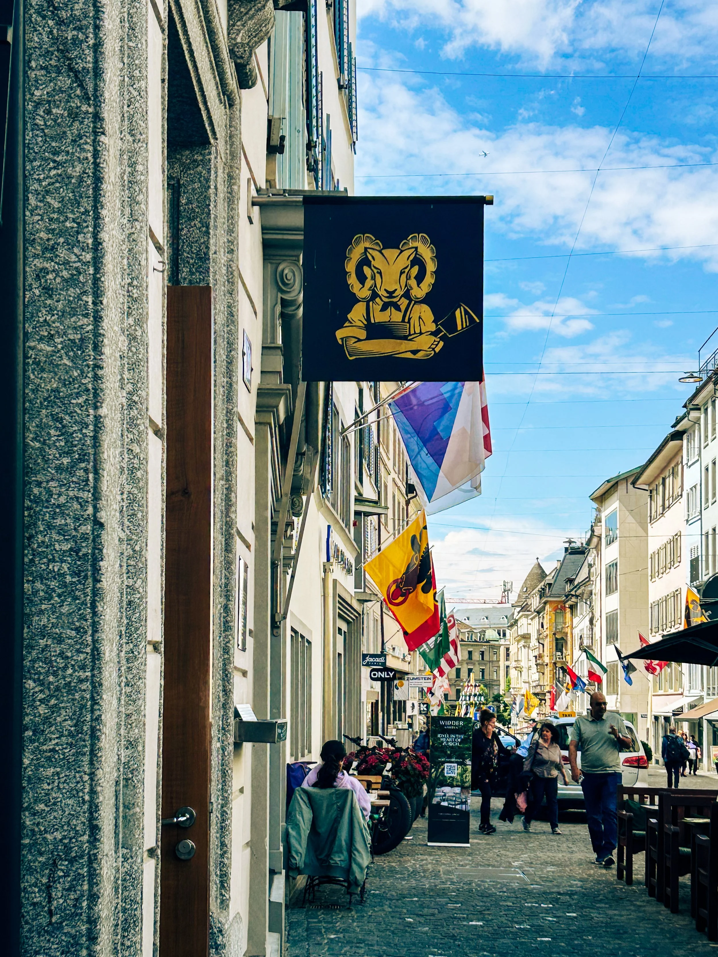 Old Town Zurich Street, Sign for Boucherie AuGust 