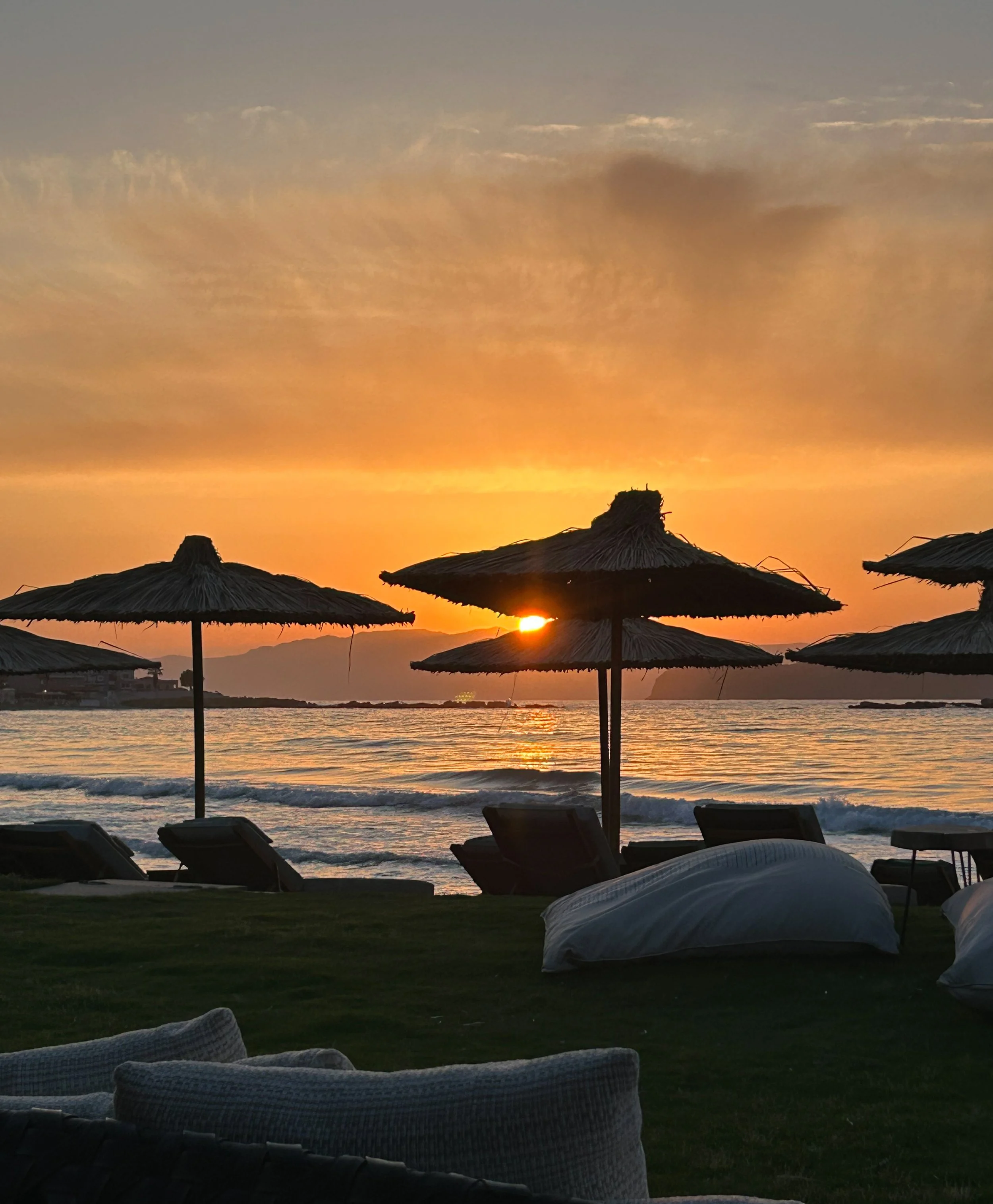 Sunset on the beaches near Chania
