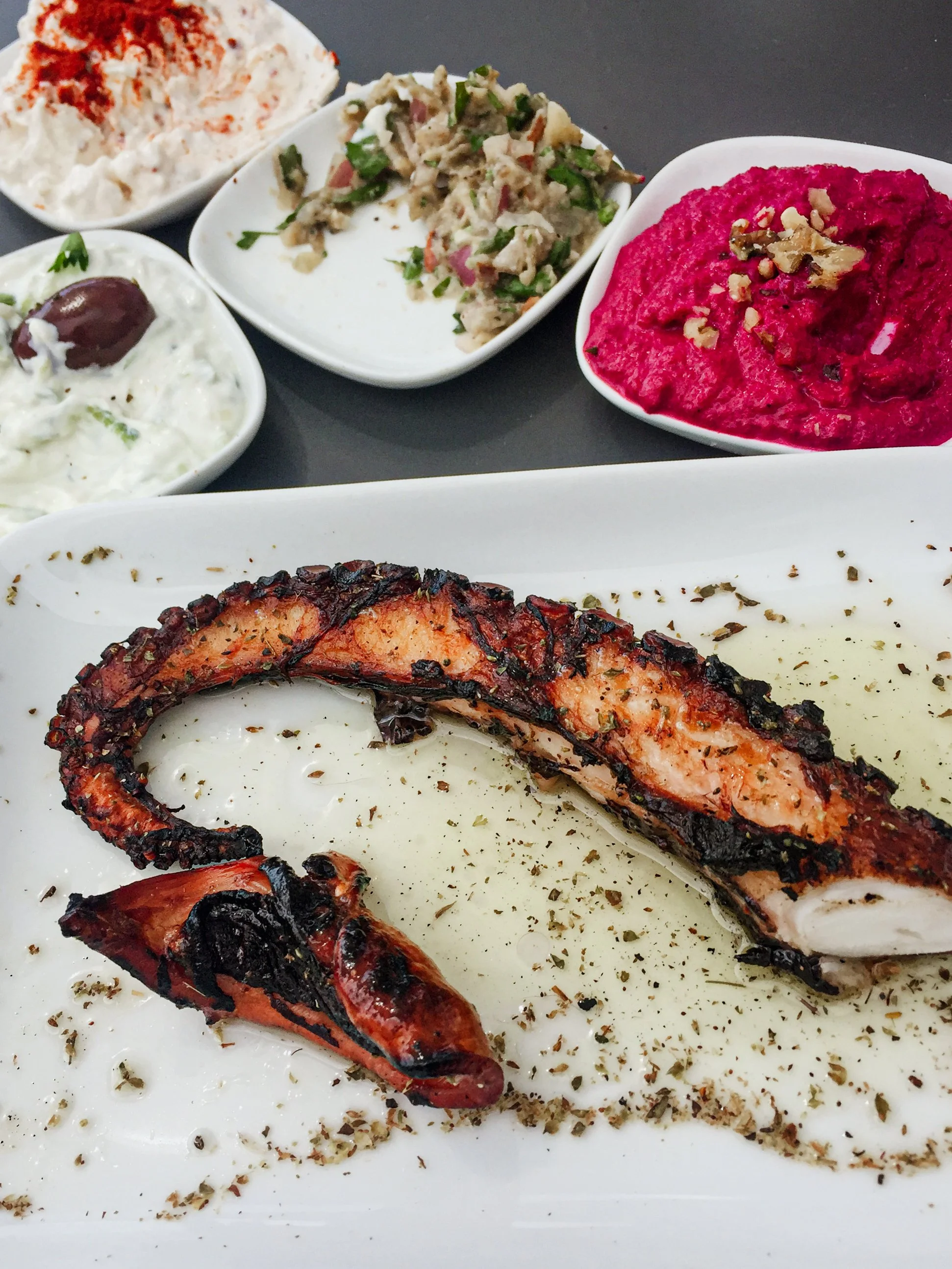 Grilled Octopus and Spreads