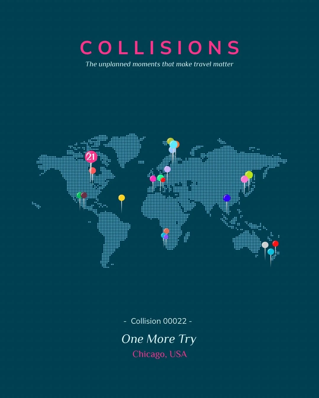 COLLISION 00022: One More Try
&nbsp;
If I believe as I do that travel is a journey, not a series of disconnected episodes, then I must see its influence at work in my life as much when I&rsquo;m at home as when I&rsquo;m on the road.&nbsp; There is n