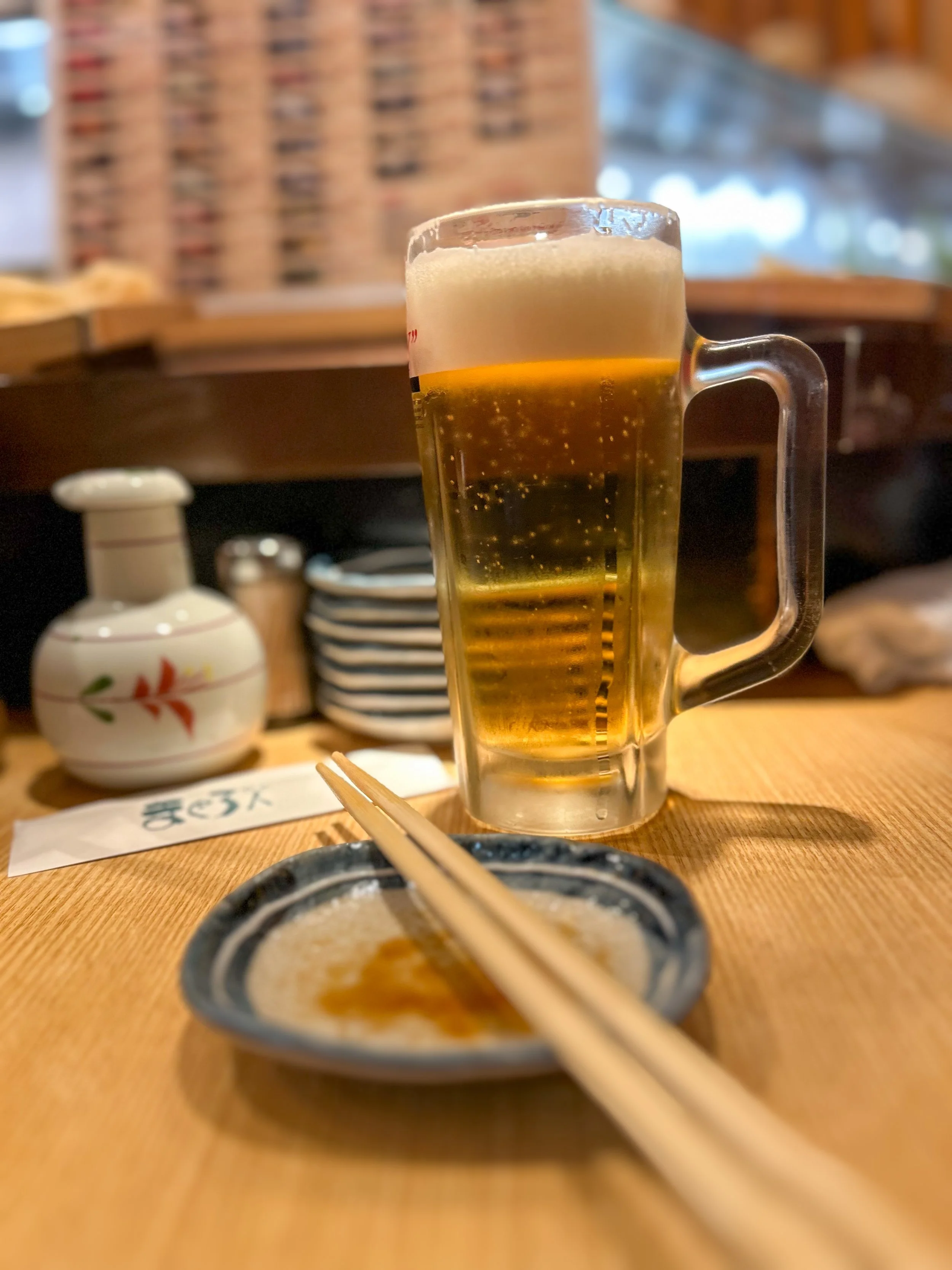 Beer at Maguro Bito Ueno in Tokyo, Japan