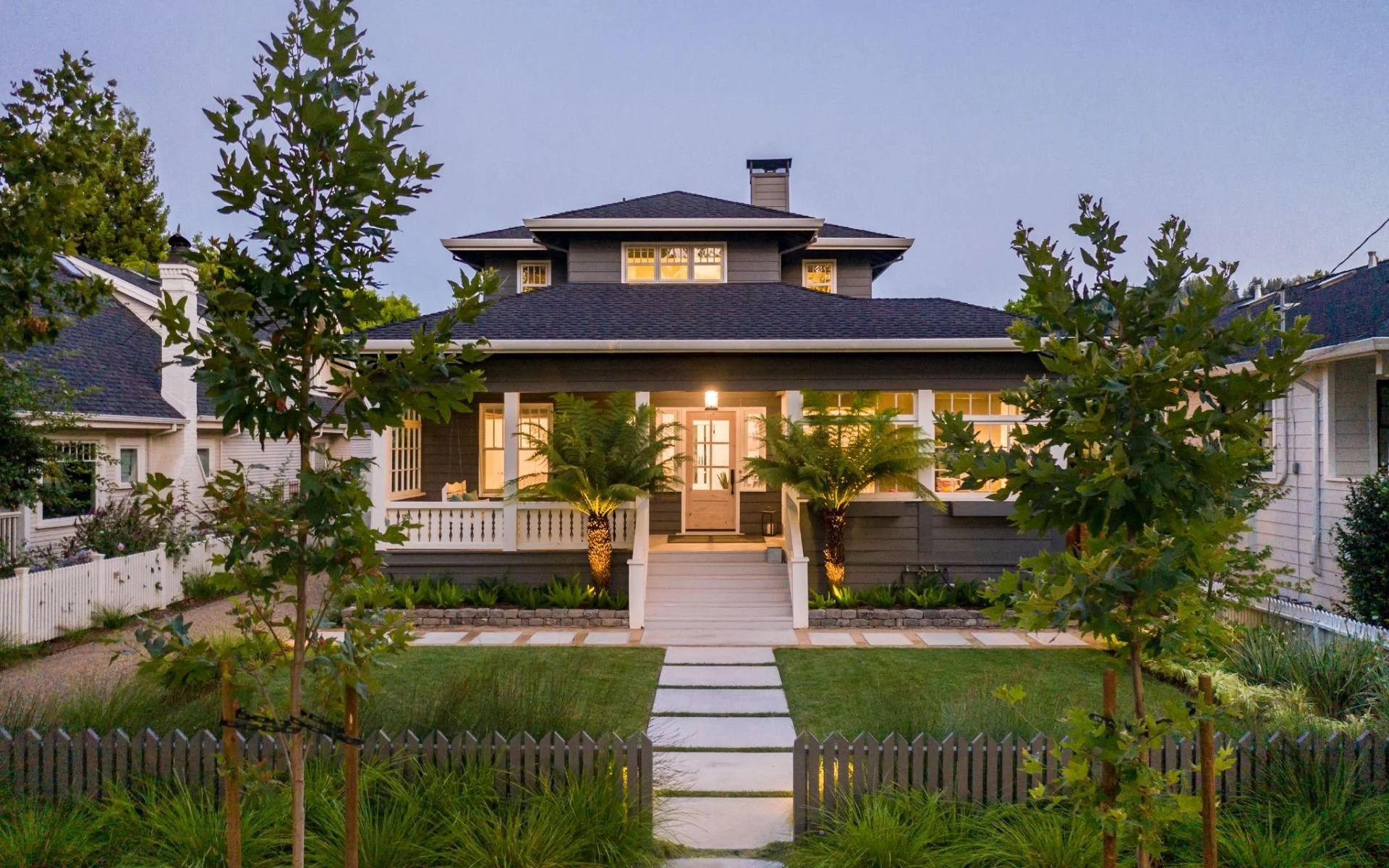 San Anselmo front yard with plantings and beautiful walkway