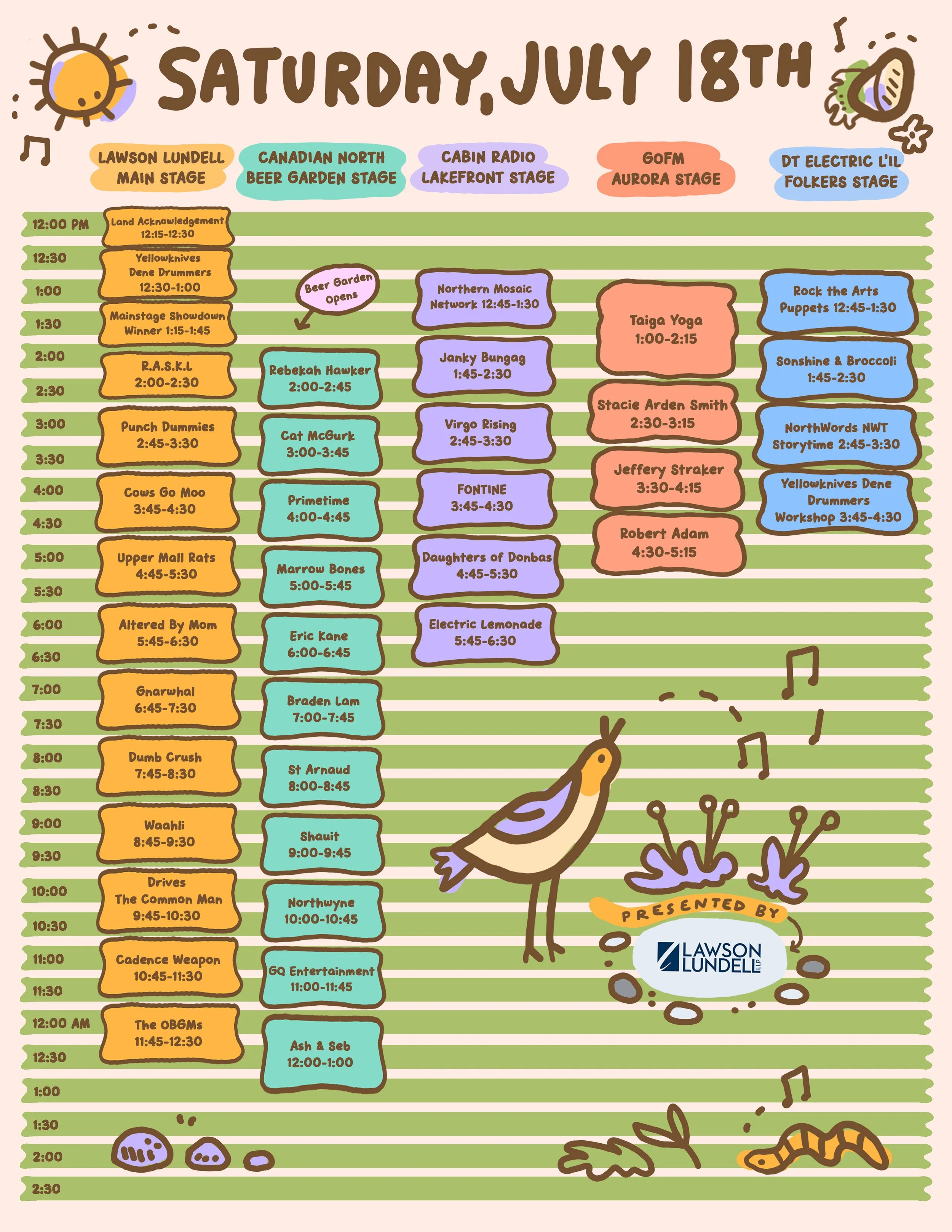 Saturday Folk on the Rocks 2026 Schedule