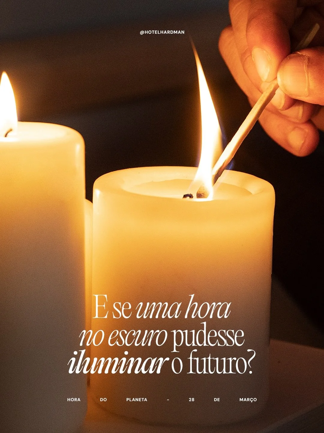 E se uma hora no escuro pudesse iluminar o futuro? 🌍
No dia 28 de mar&ccedil;o, das 20h30 &agrave;s 21h30, o Hotel Hardman apaga as luzes das suas &aacute;reas comuns em apoio &agrave; Hora do Planeta: o maior movimento ambiental do mundo.

Queremos