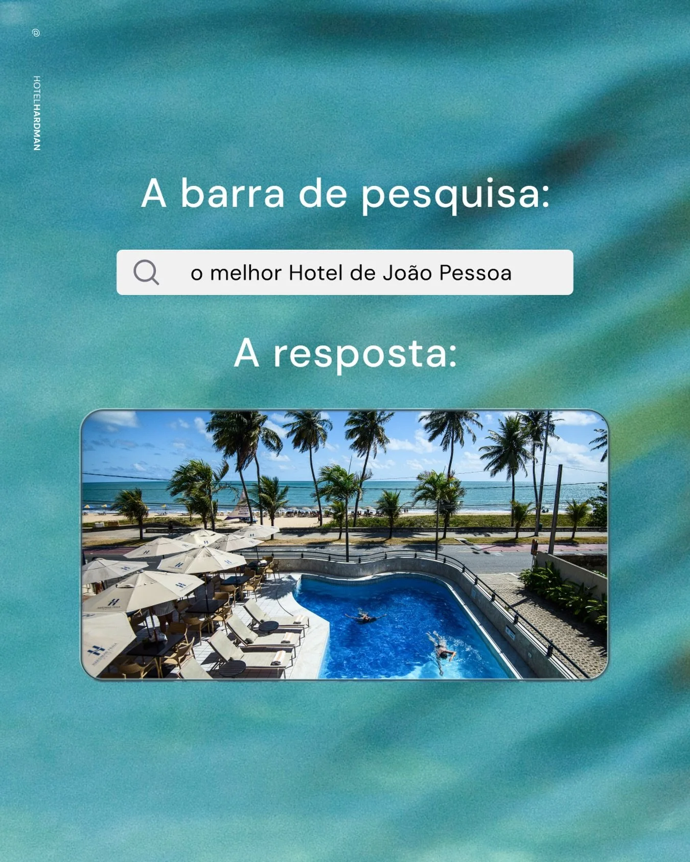 Na sua barra de pesquisa de melhor hotel de Jo&atilde;o Pessoa com certeza a gente aparece 💙☀️ 

Estamos te esperando com muito sol, praia boa e descanso!
Voc&ecirc; vem? 👀 Clique no link da bio e reserve seus dias com a gente.
.
.
#hotelhardman #p