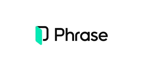 Logo of Phrase company, featuring a stylized speech bubble icon beside the word 'Phrase' in black text.