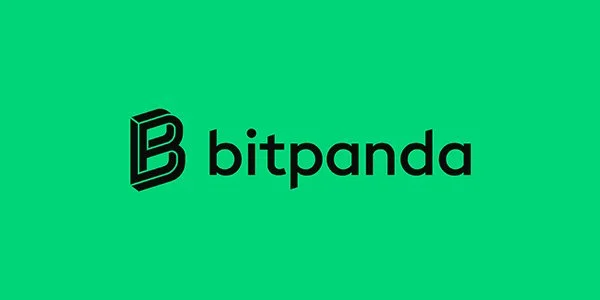 Green background with the Bitpanda logo and brand name in black text.