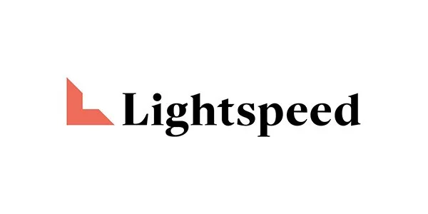 Lightspeed logo with a red geometric shape and black text.