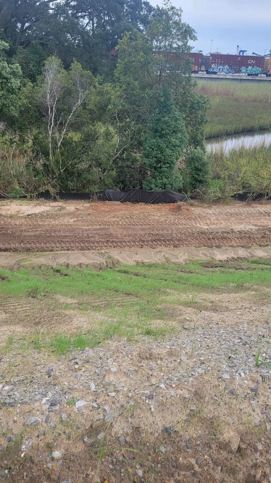 Erosion and sediment control, Mobile, AL — finished rip rap protection, Hughes 360 Services