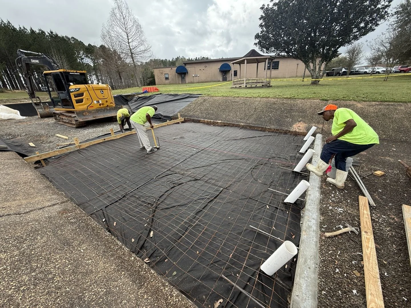 US Coast Guard Drainage Channel Repair — fabric and rebar mats set for the new pour, Hughes 360 Services