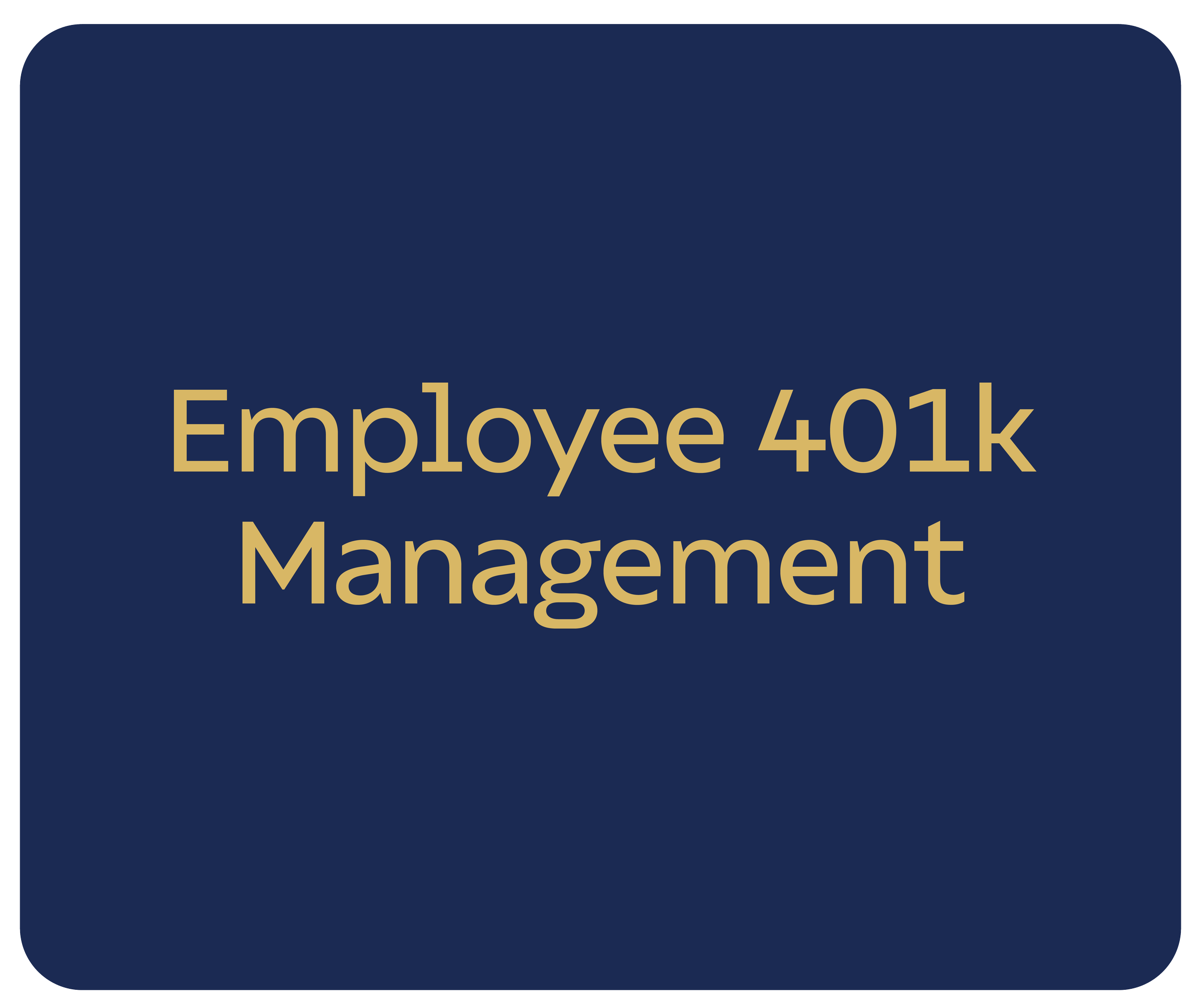 Blue background with gold text that reads 'Employee 401k Management'.
