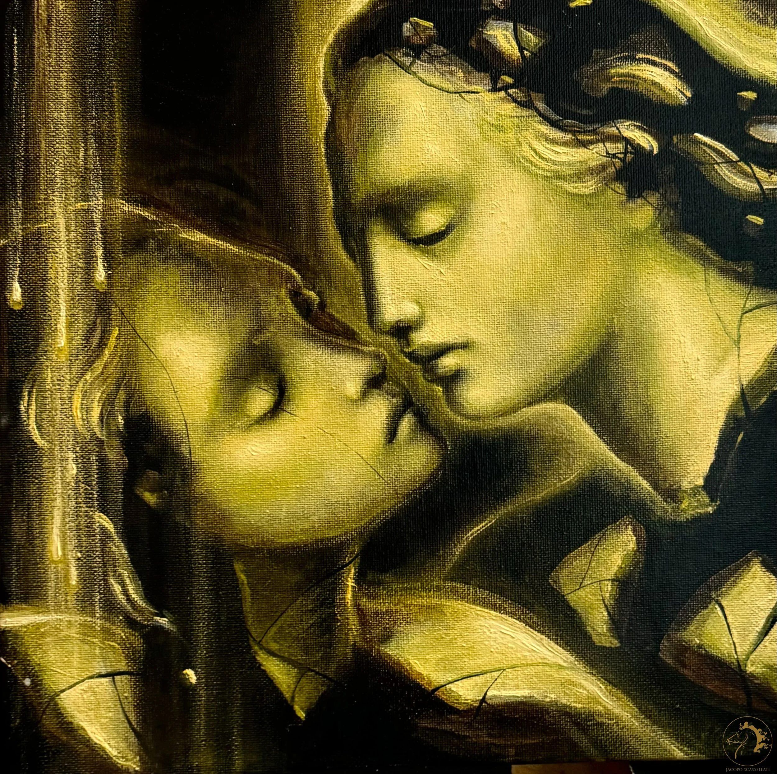 Baci di Cenere (Kisses of Ashes), oil on canvas, 30 x 30 cm, 2022