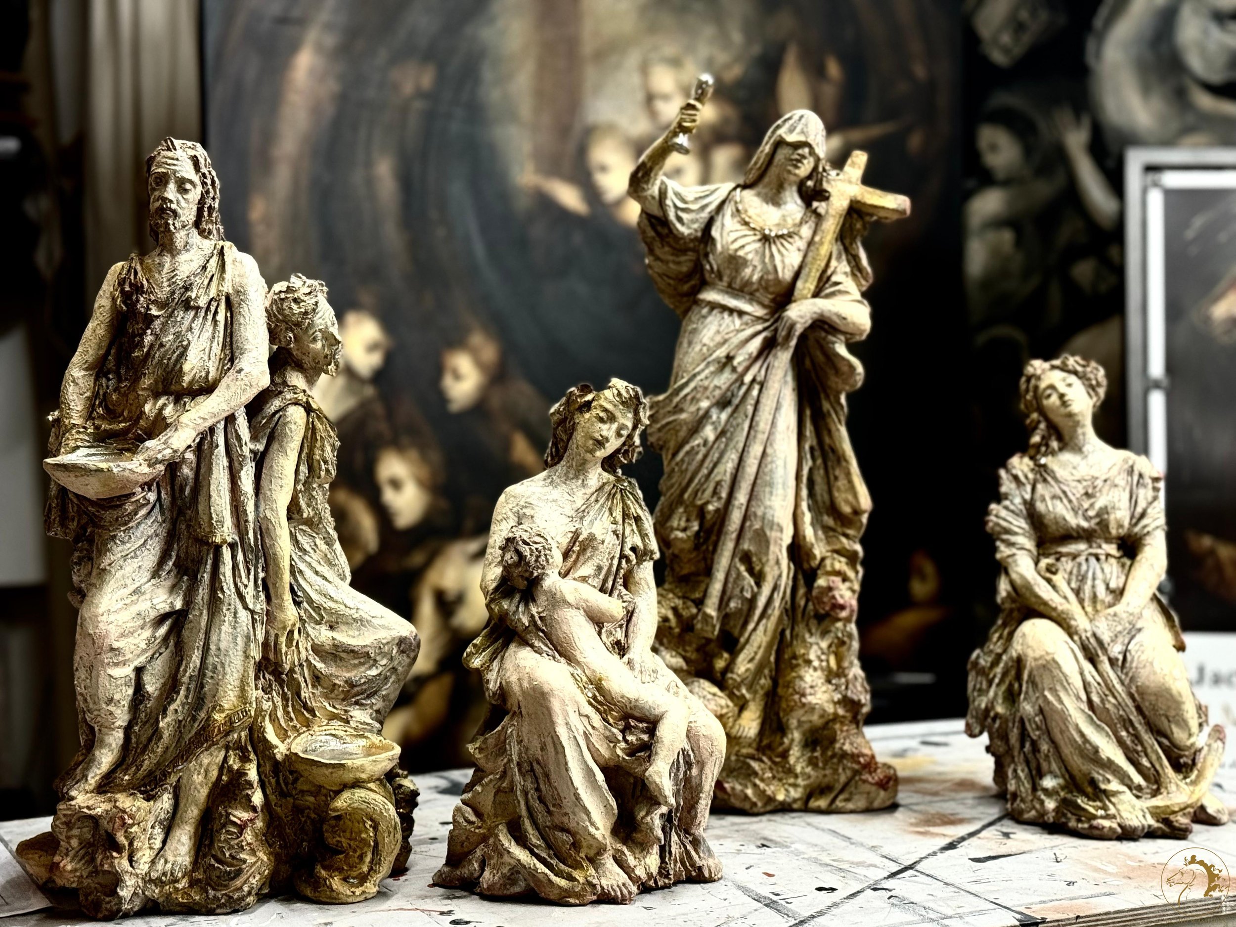 Group of Sculptures for the Tabernacle, Chiesa Parrocchiale di Cristo Risorto, Porto Torres, Sassari, Sardinia, Italy