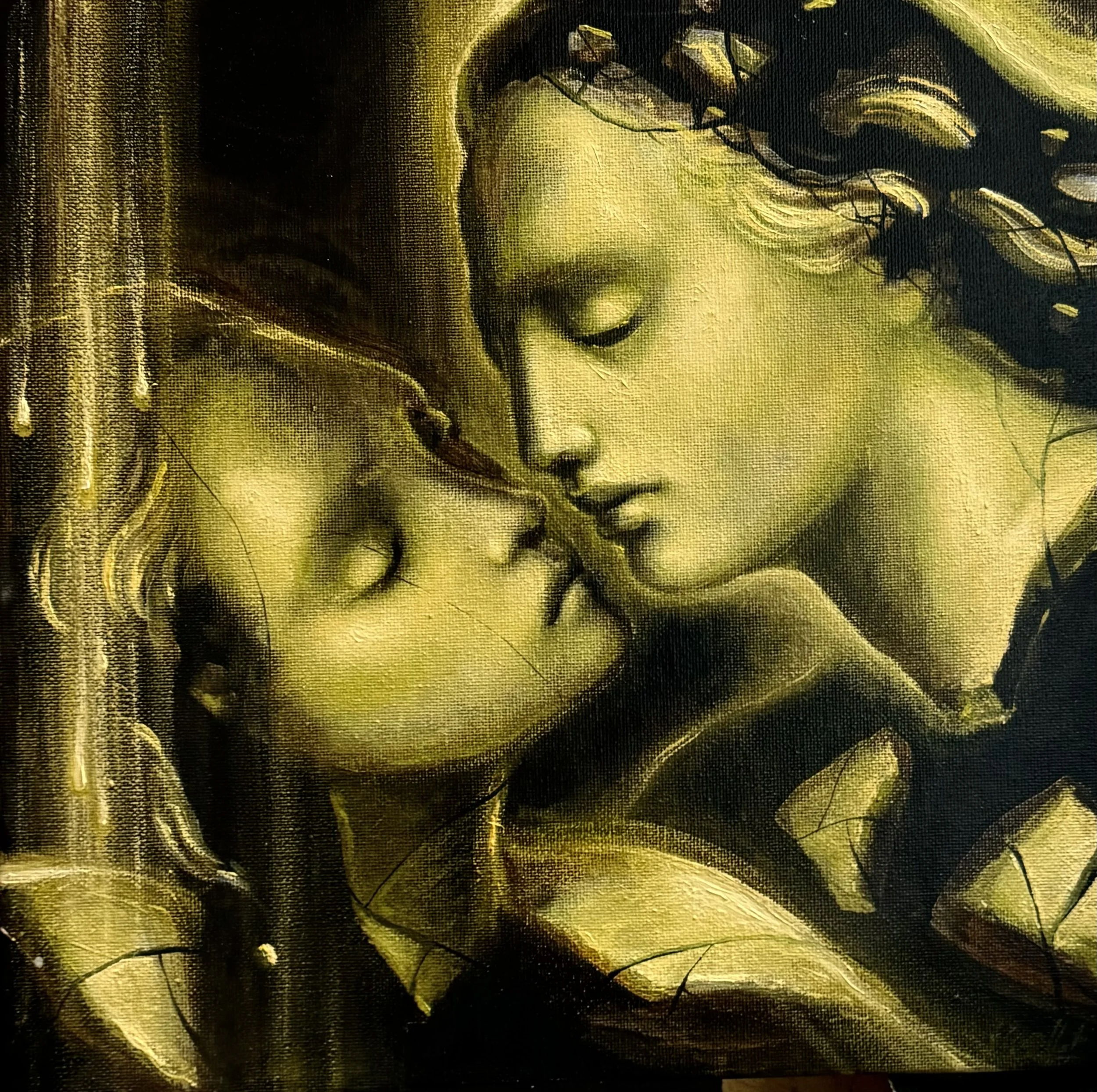 Baci di Cenere (Kisses of Ashes), oil on canvas, 30 x 30 cm, 2022