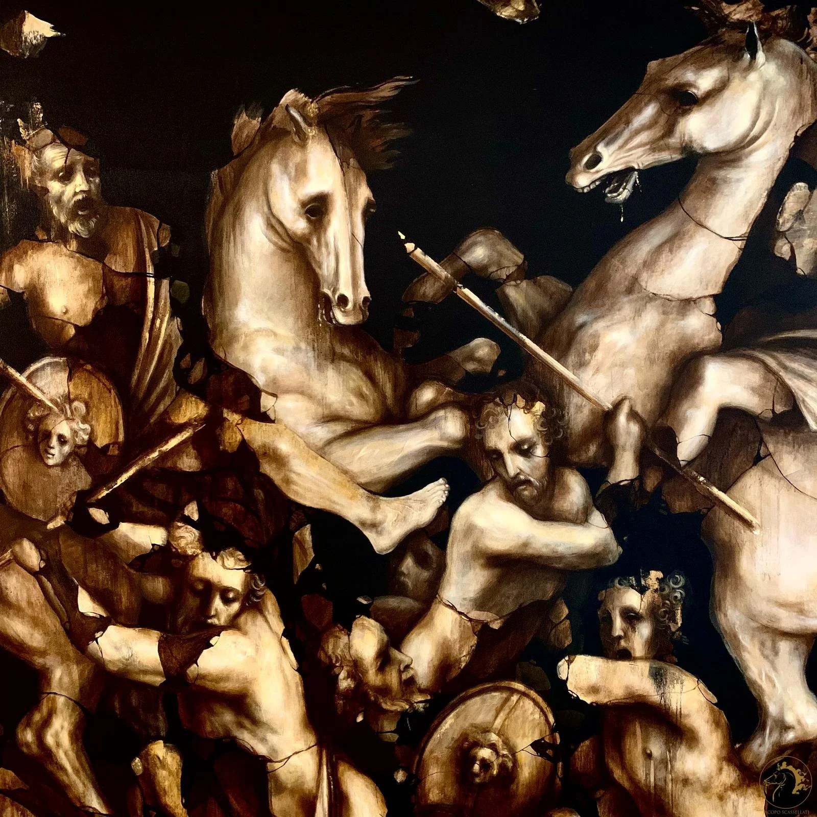 Broken, Il Linguaggio dei Frammenti (The Language of Fragments), oil on canvas, 350 x 240 cm