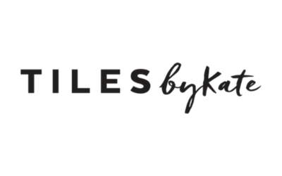 Logo for TILES by Kate featuring black and gray text on a white background.