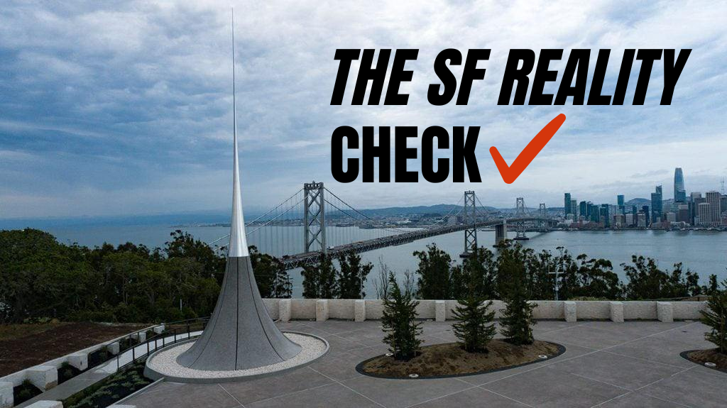 An image of the San Francisco skyline from Treasure Island. This photo was taken next to the New Monumental Sculpture by Internationally Renowned Artist Hiroshi Sugimoto Installed on Yerba Buena Island