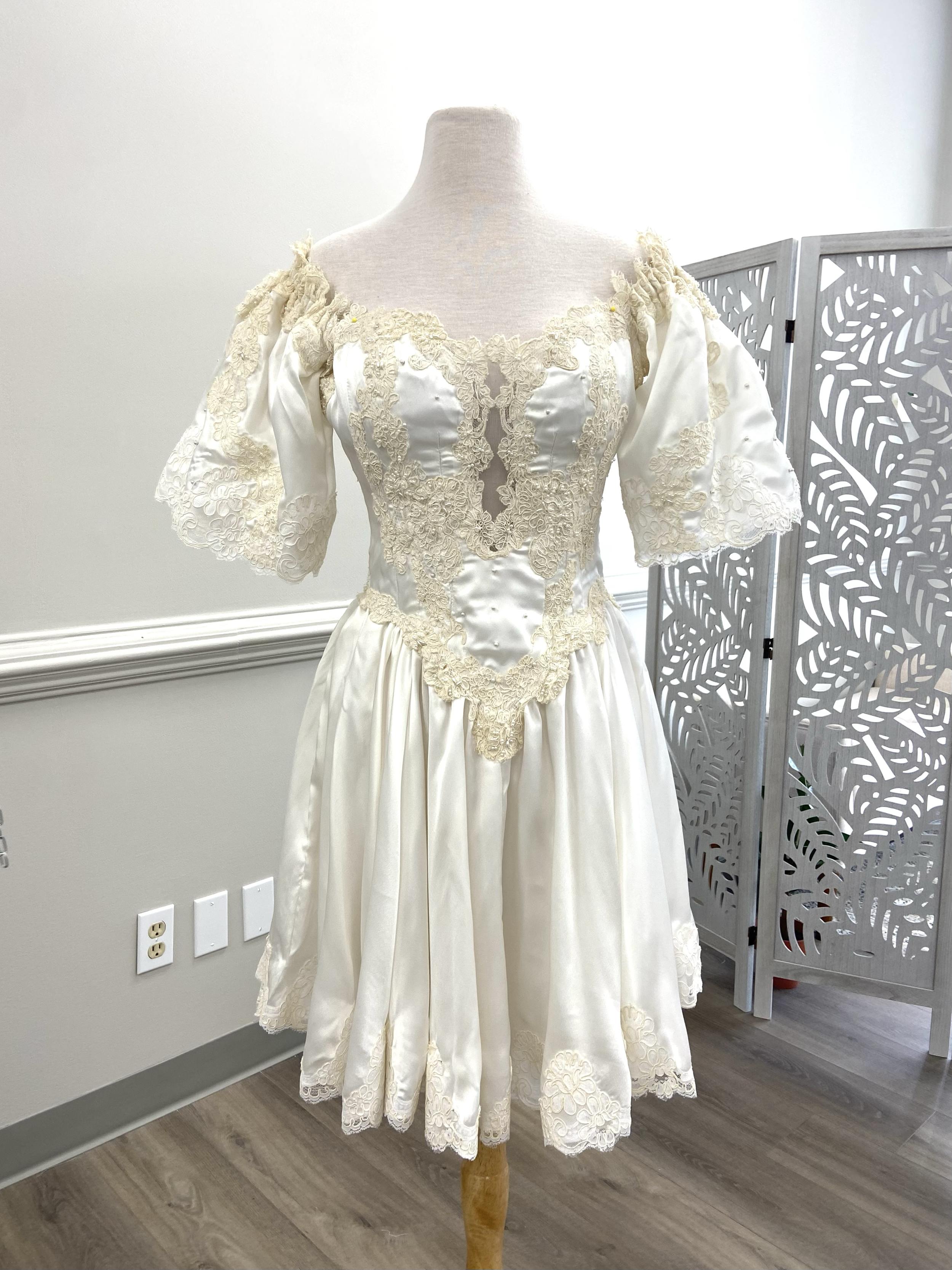 Mother of the Bride dress transformation for her daughter to wear on her wedding day 