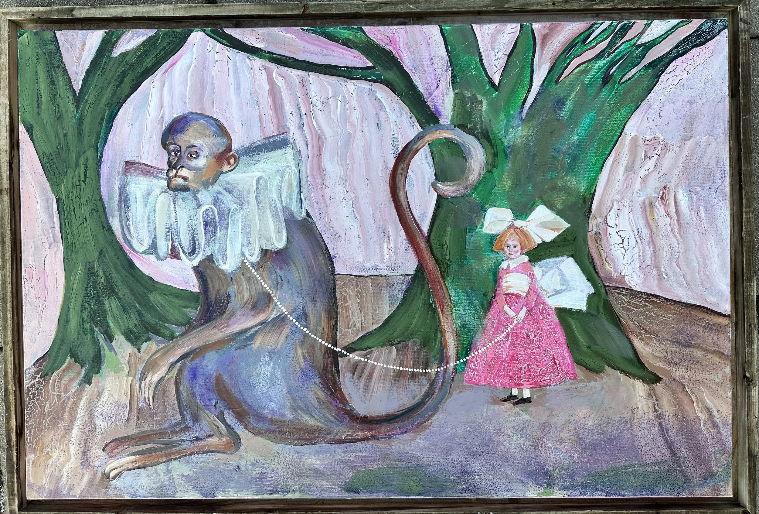 "Self Portrait with the monkey" 36 x24 IN 2024 Acrylic on canvas