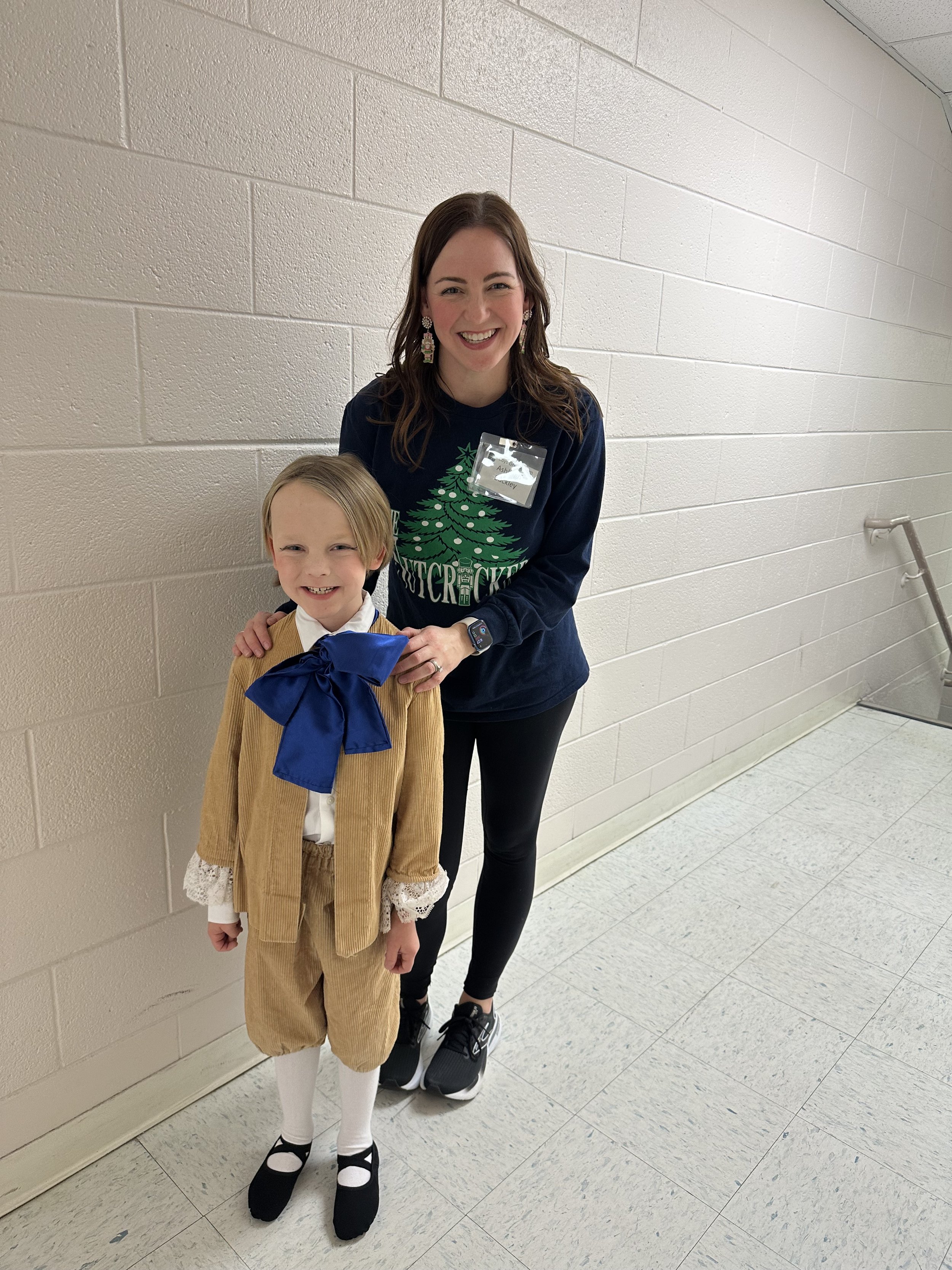 Volunteering backstage at "The Nutcracker" with the Western Arkansas Ballet - Will as an adorable Party Boy!