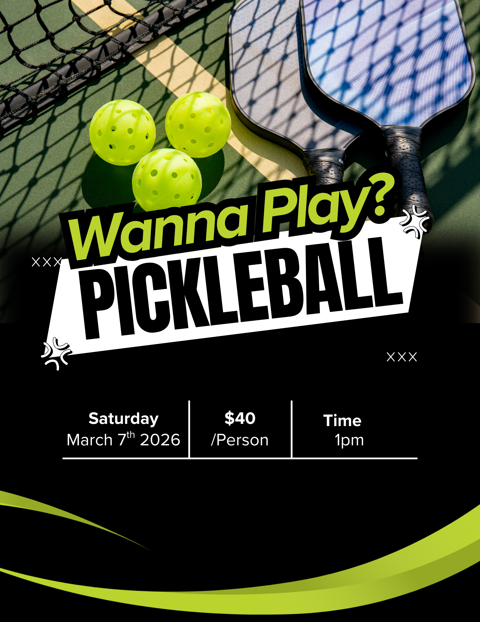 Black and Green Modern Pickleball Tournament Flyer.png