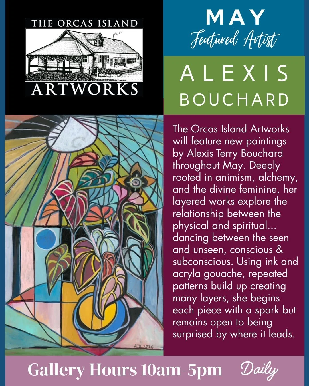 Alexis Bouchard is our featured artist for the month of May. Alexis is artist, farmer and founder of @flowermoonfloral, a garden studio where she creates and grows flowers for original artwork and floral design. Alexis' paintings are a beautiful way 