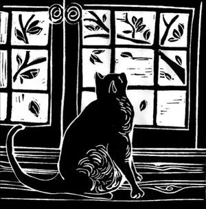 'Bird Watching' - Linoleum Block Print - Limited Edition - 6" x 6", by Shawn Marie Franklin