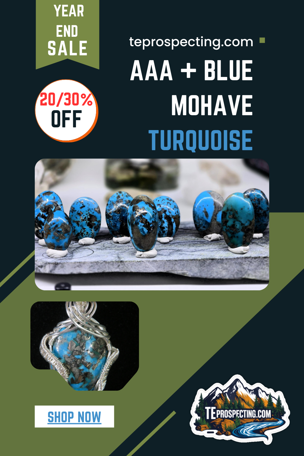 30% Off AAA Blue Mohave Turquoise – Year-End Sale at TE Prospecting
