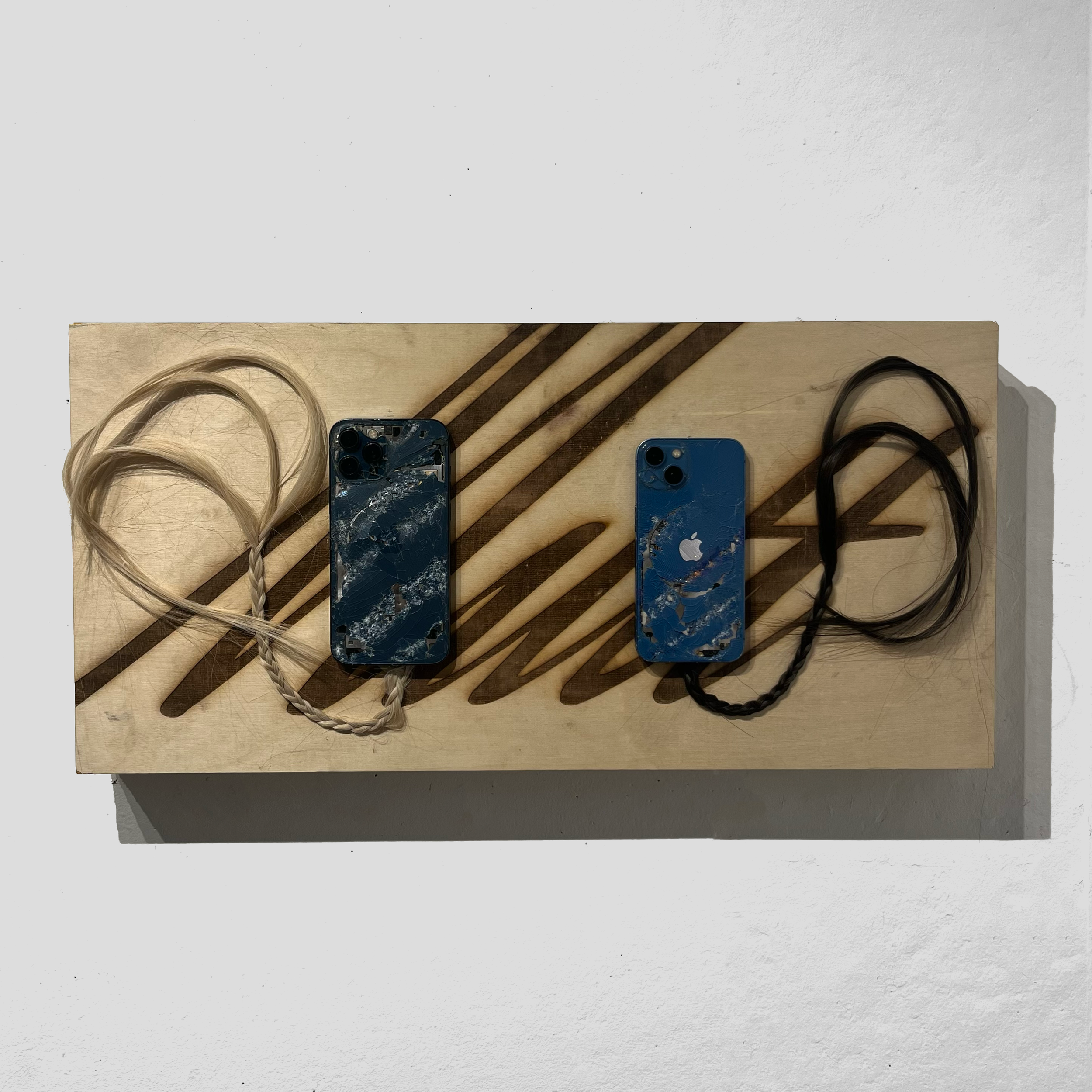 Lucky Mutt 02, synthetic hair/mixed media on wood panel, 2026