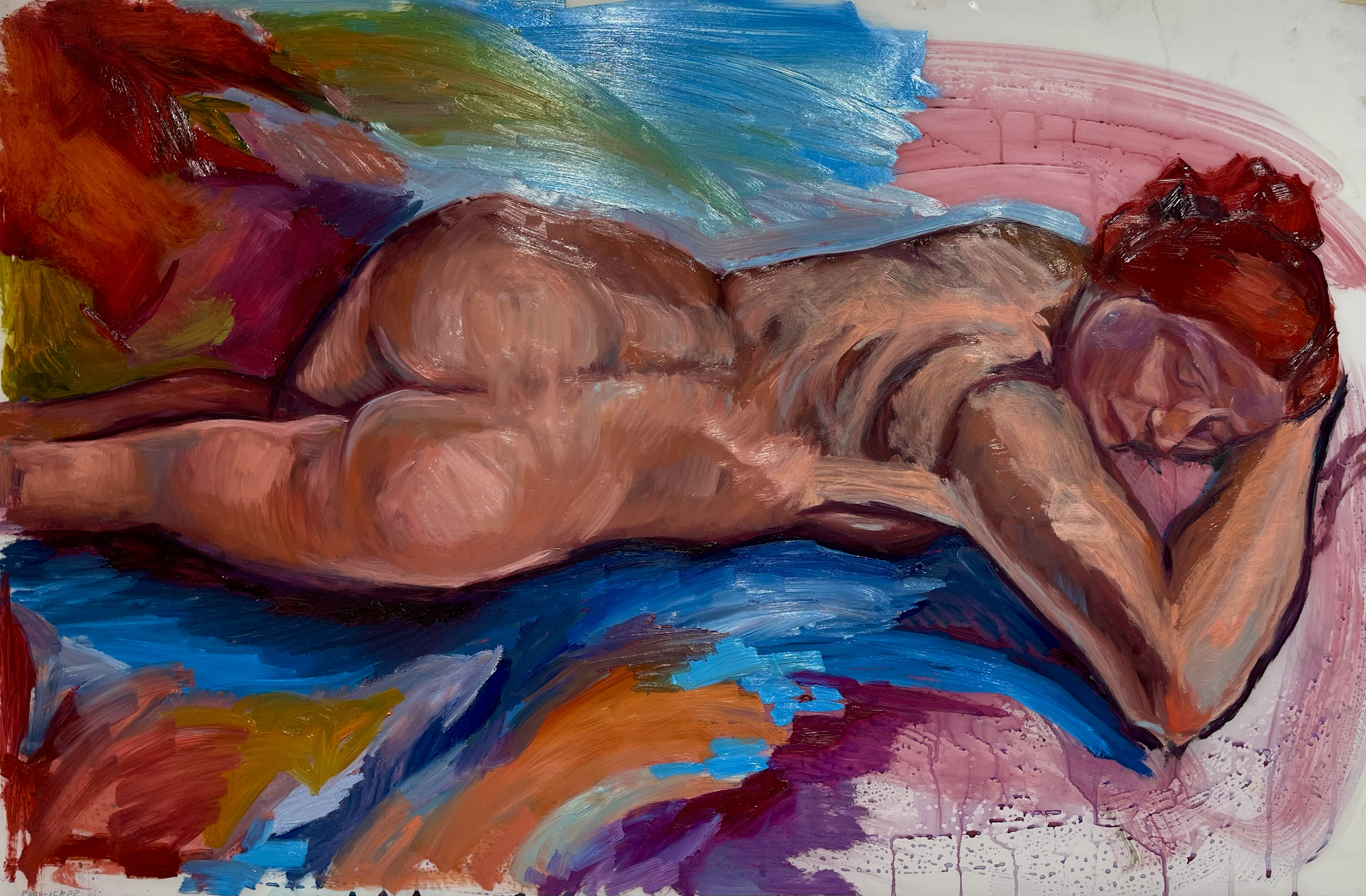 Untitled Figure, oil on yupo, 30in x 35in, 2026