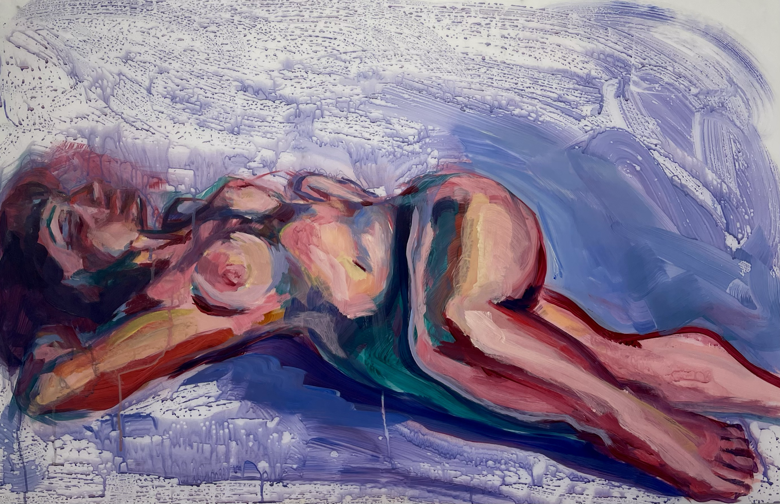 untitled figure, acrylic on yupo, 30in x 35in, 2025