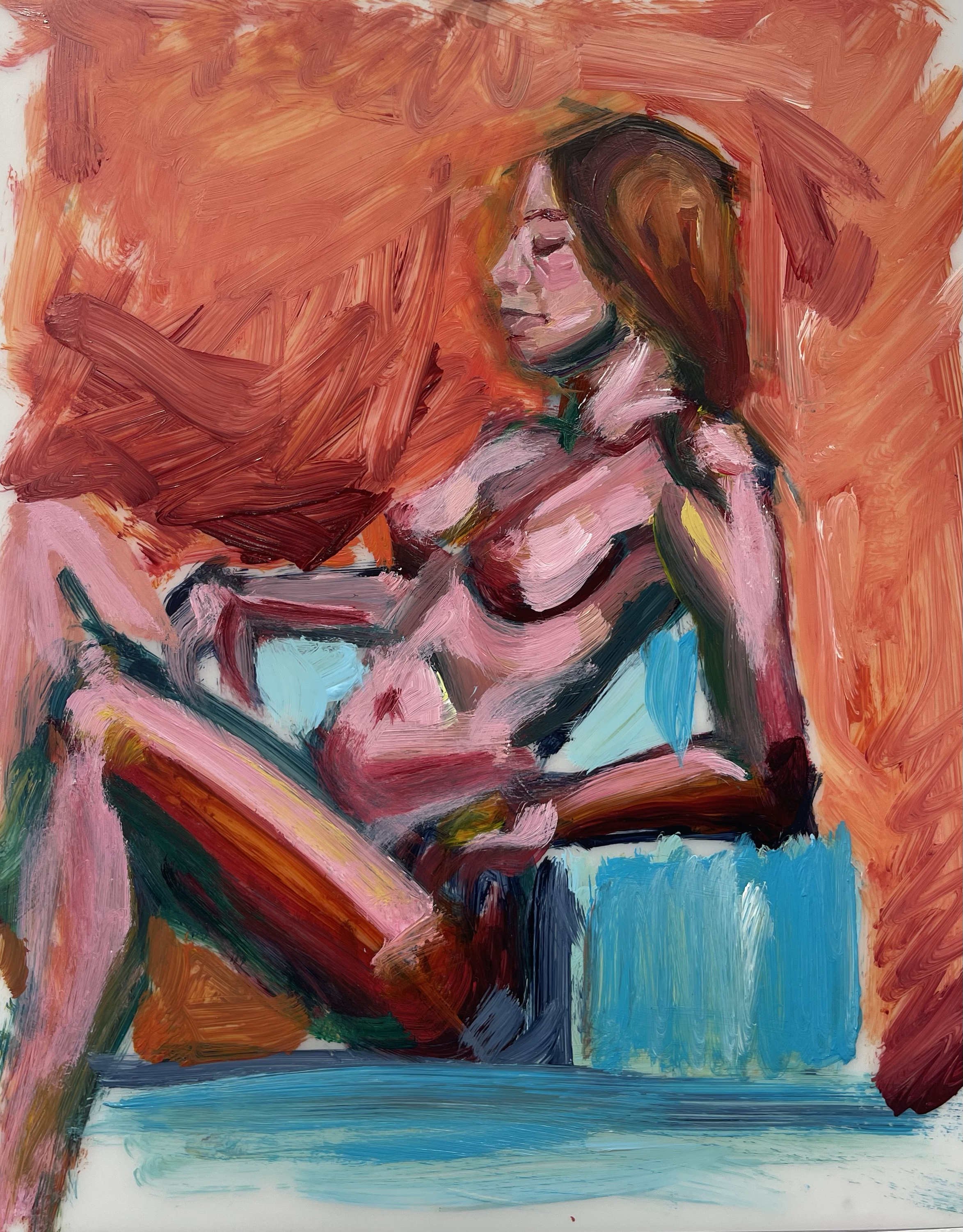 Untitled Figure, acrylic on yupo, 9in x 12in, 2025