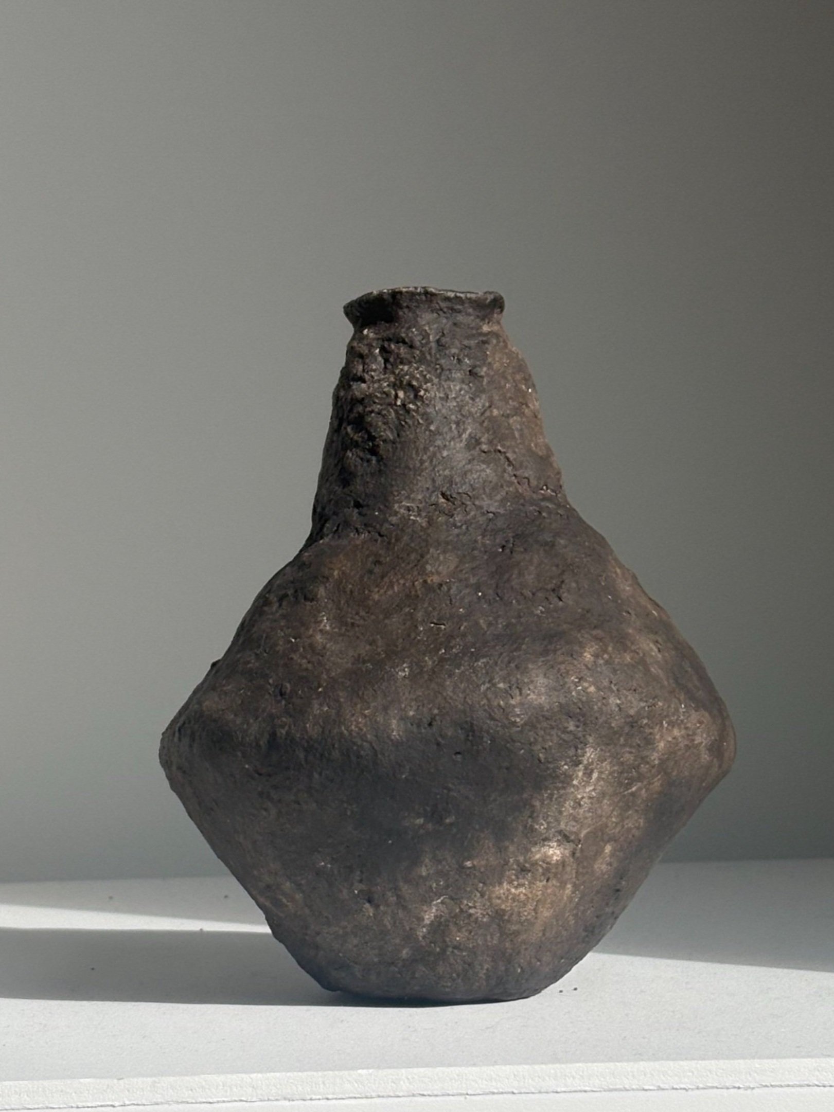 PURCHASED: Angular vase with elongated neck, (Width x Depth x Height) 6in x 5.5in x 7.25in