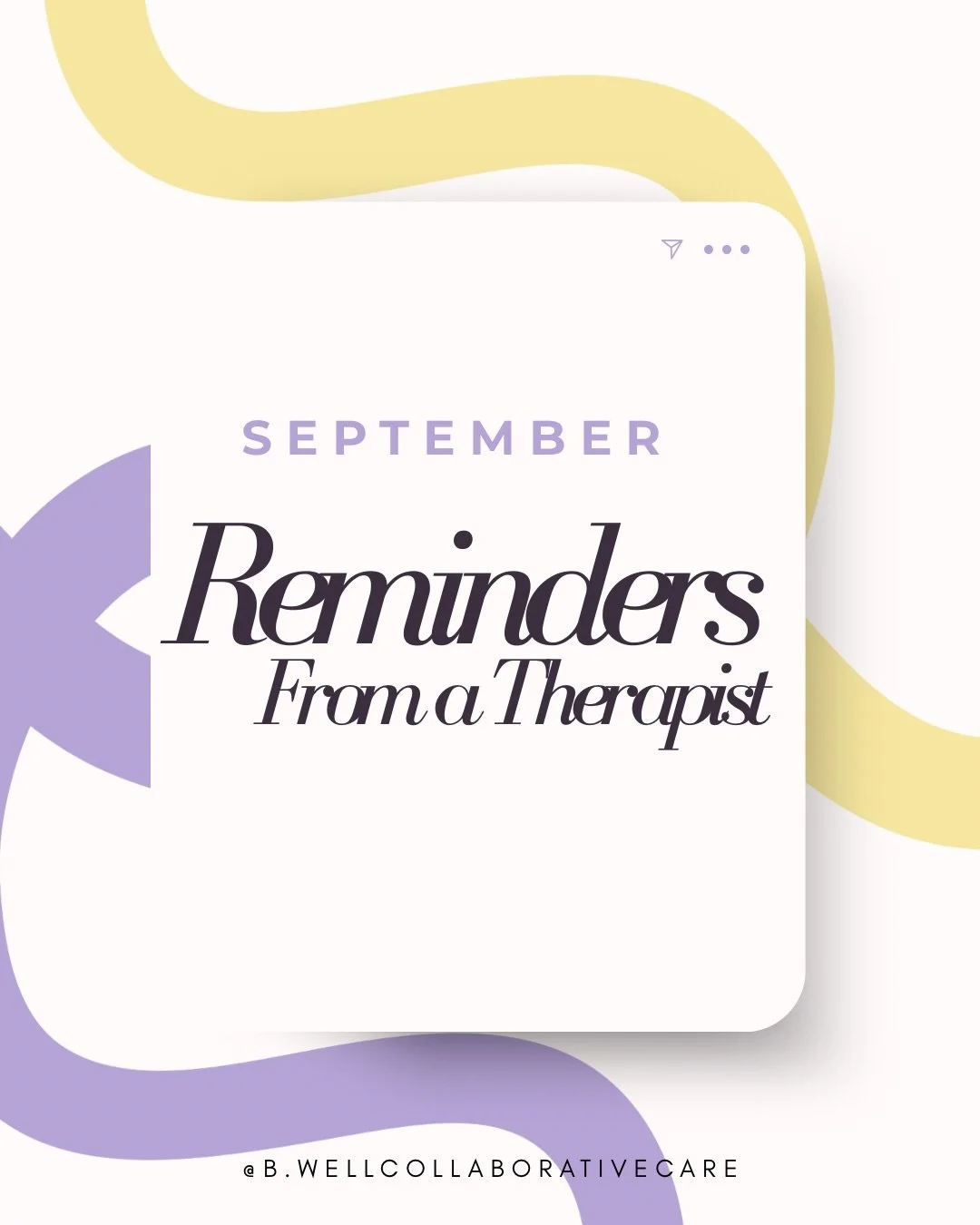 As September leads us into a new season, take some time to slow down and reflect on some of the lessons you&rsquo;ve learned throughout the year. They may serve as needed reminders for the future. ✨ Happy new month!

#therapy #therapist #mainetherapi