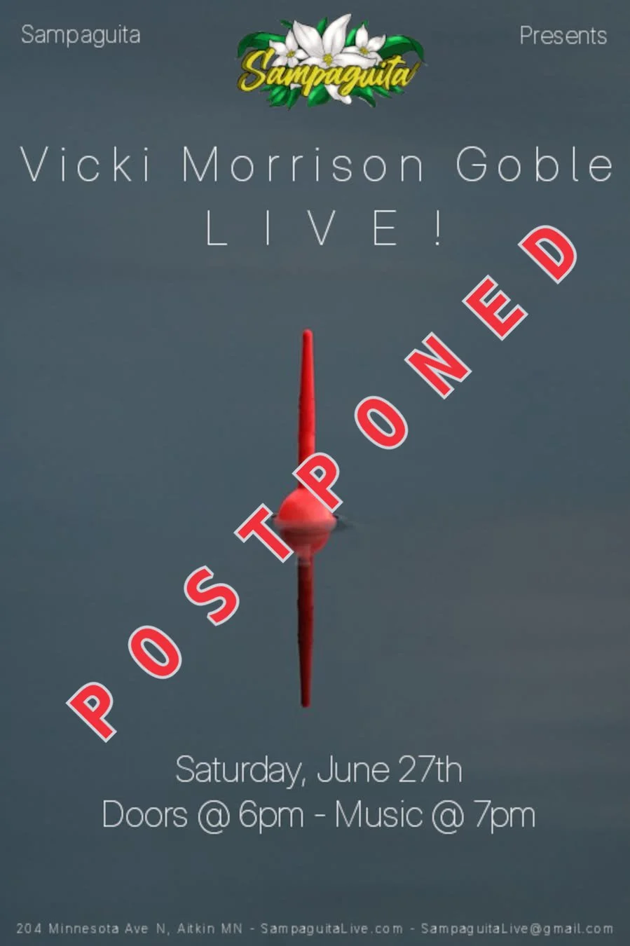 POSTPONED! - Vicki Morrison Goble - Live at Sampaguita!
