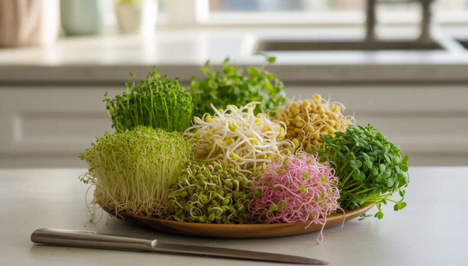 Sprouted Broccoli, Alfalfa, and Mung Beans