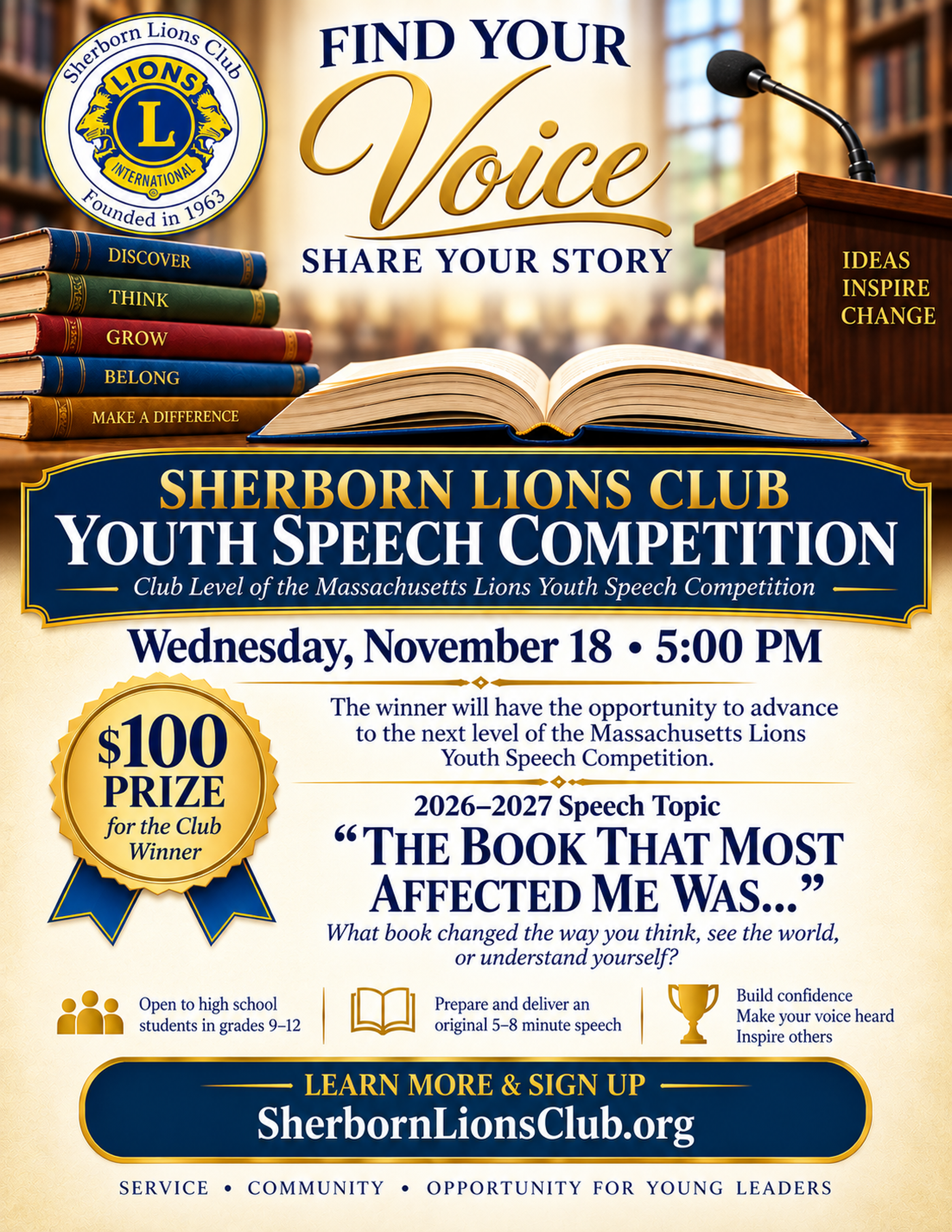 Sherborn Lions Youth Speech Competition