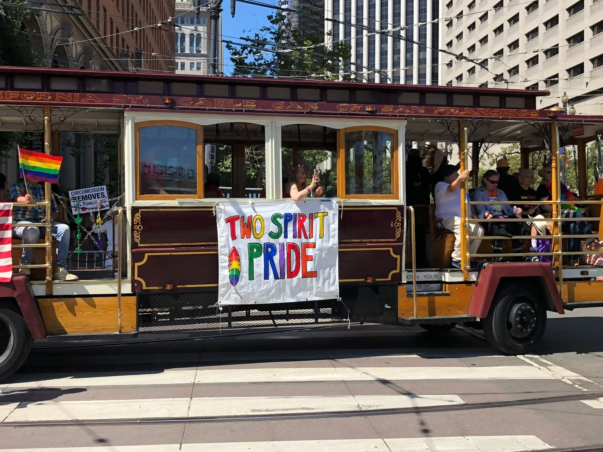 Trolly car during Pride parade SF, CA 2018