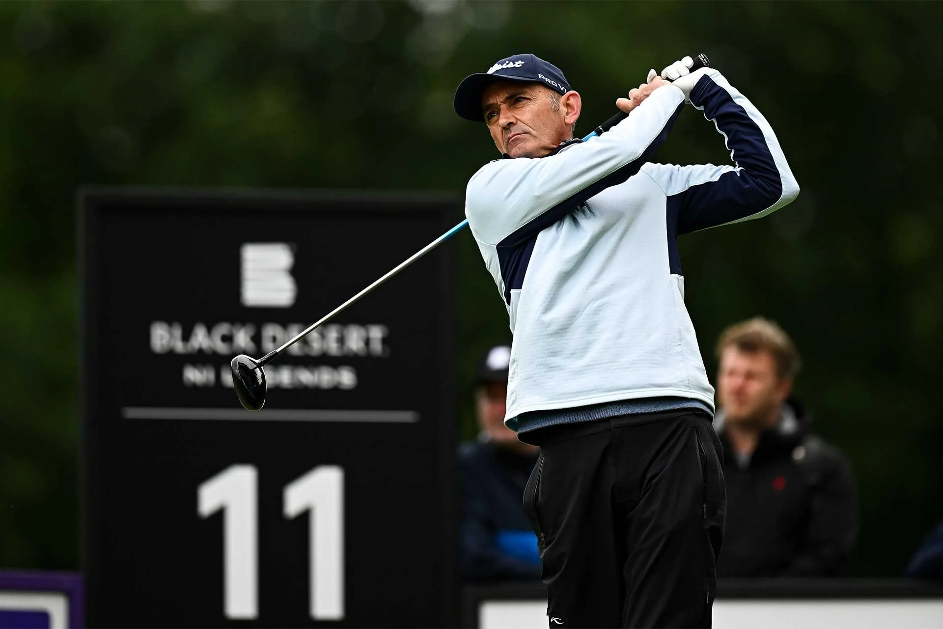 Austria's Markus Brier celebrates winning the Black Desert NI Legends with his caddy at Galgorm (Getty)