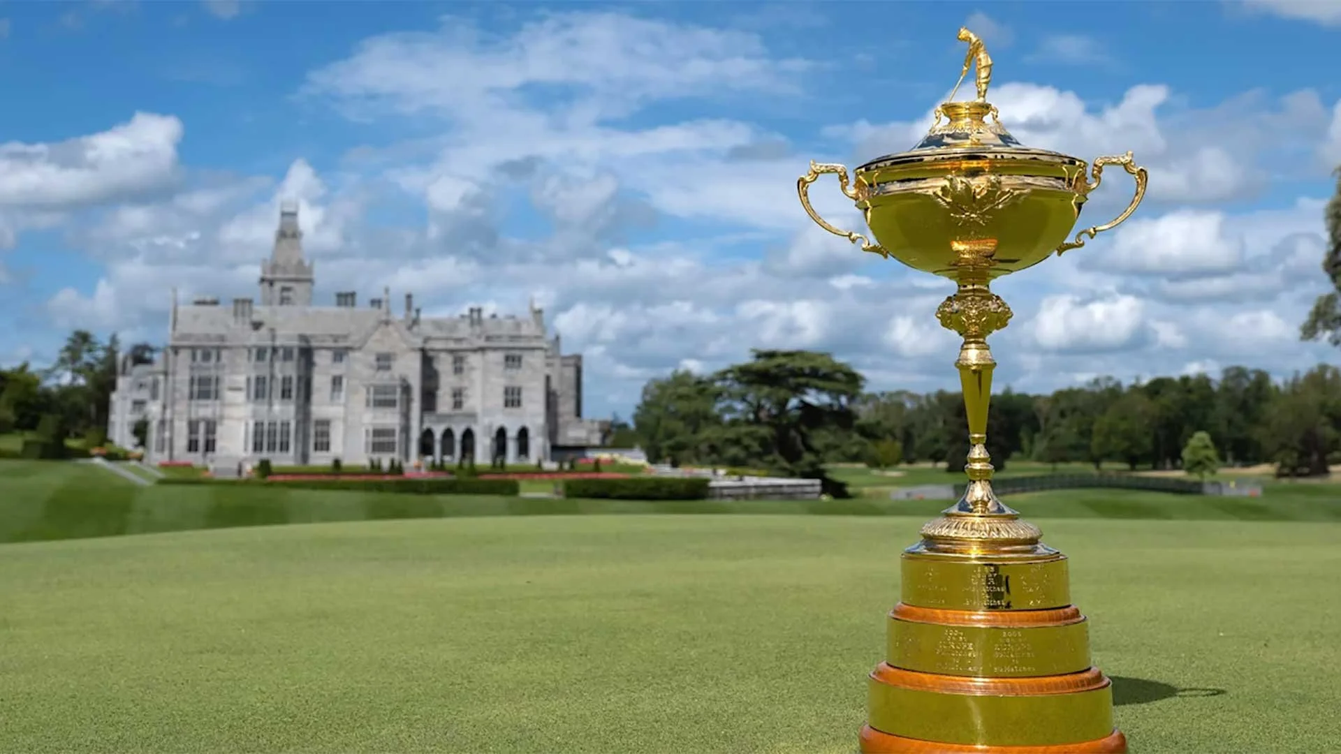 The Ryder Cup trophy at Adare Manor in Limerick where the biennial team event will take place from September 13-19, 2027. (Photo: Ryder Cup Europe/Getty)